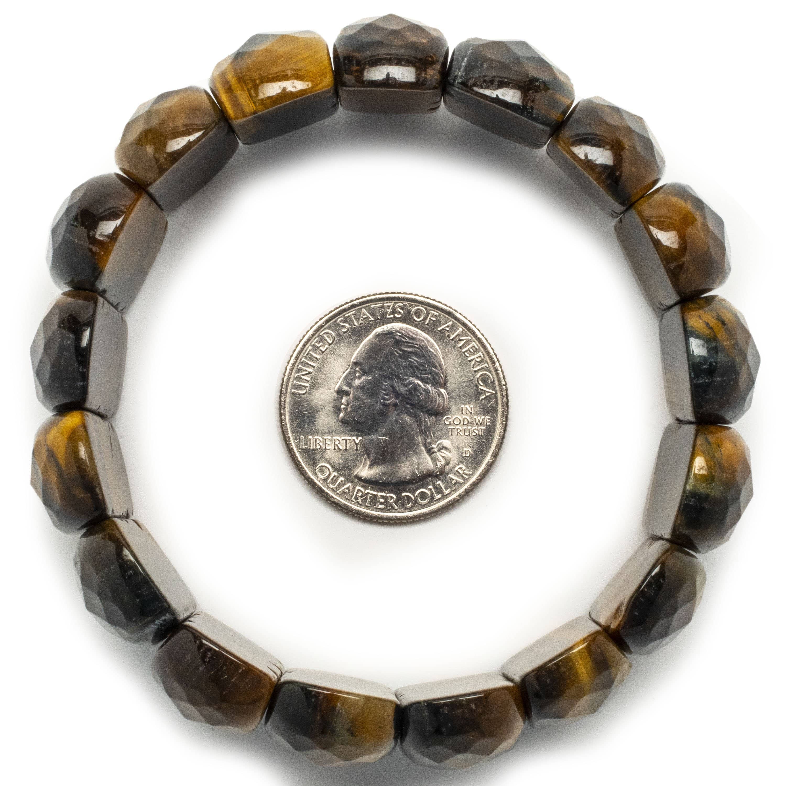 Kalifano Gemstone Bracelets Faceted Tiger Eye Stretch Natural Gemstone Bracelet GOLD-BGP-024