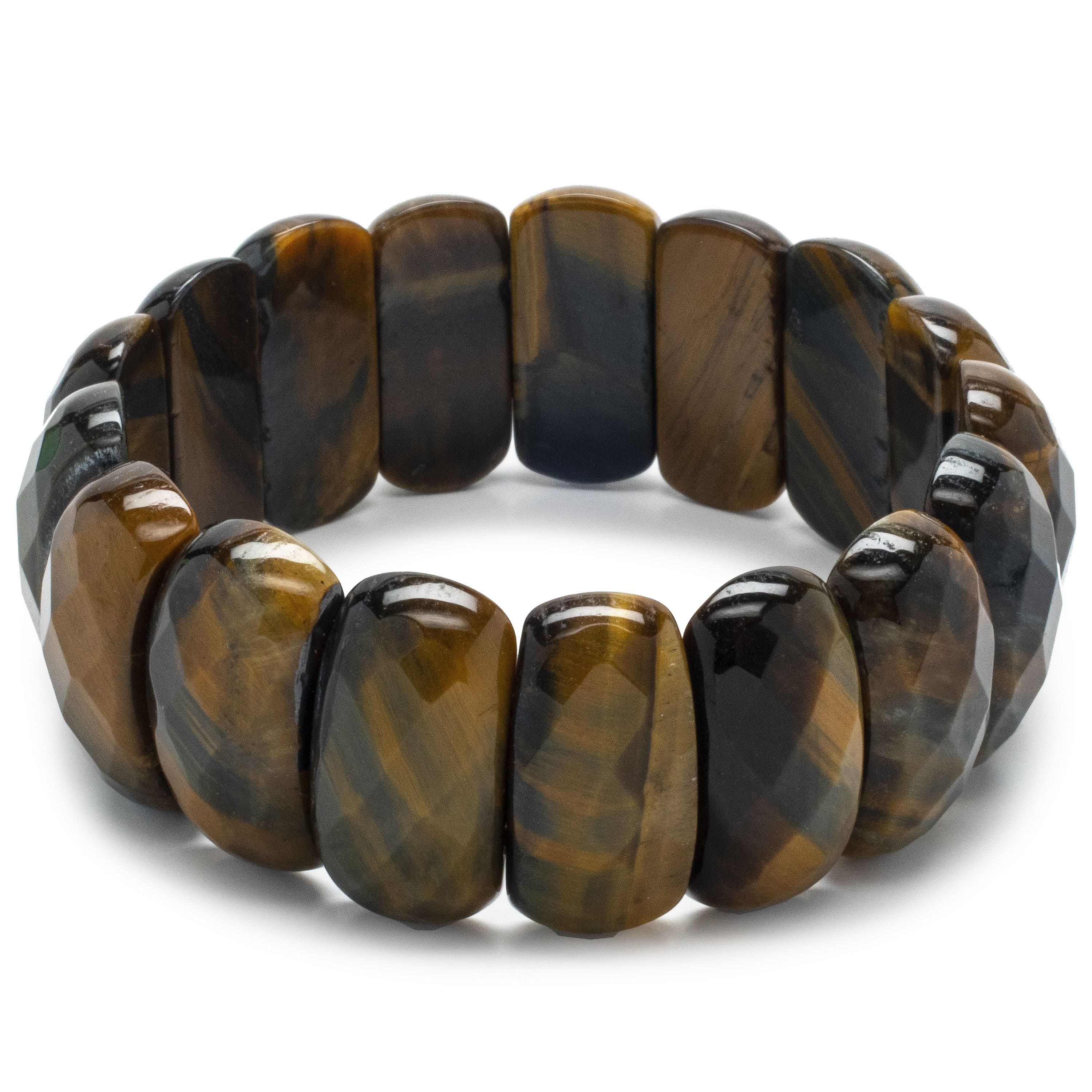 Kalifano Gemstone Bracelets Faceted Tiger Eye Stretch Natural Gemstone Bracelet GOLD-BGP-024