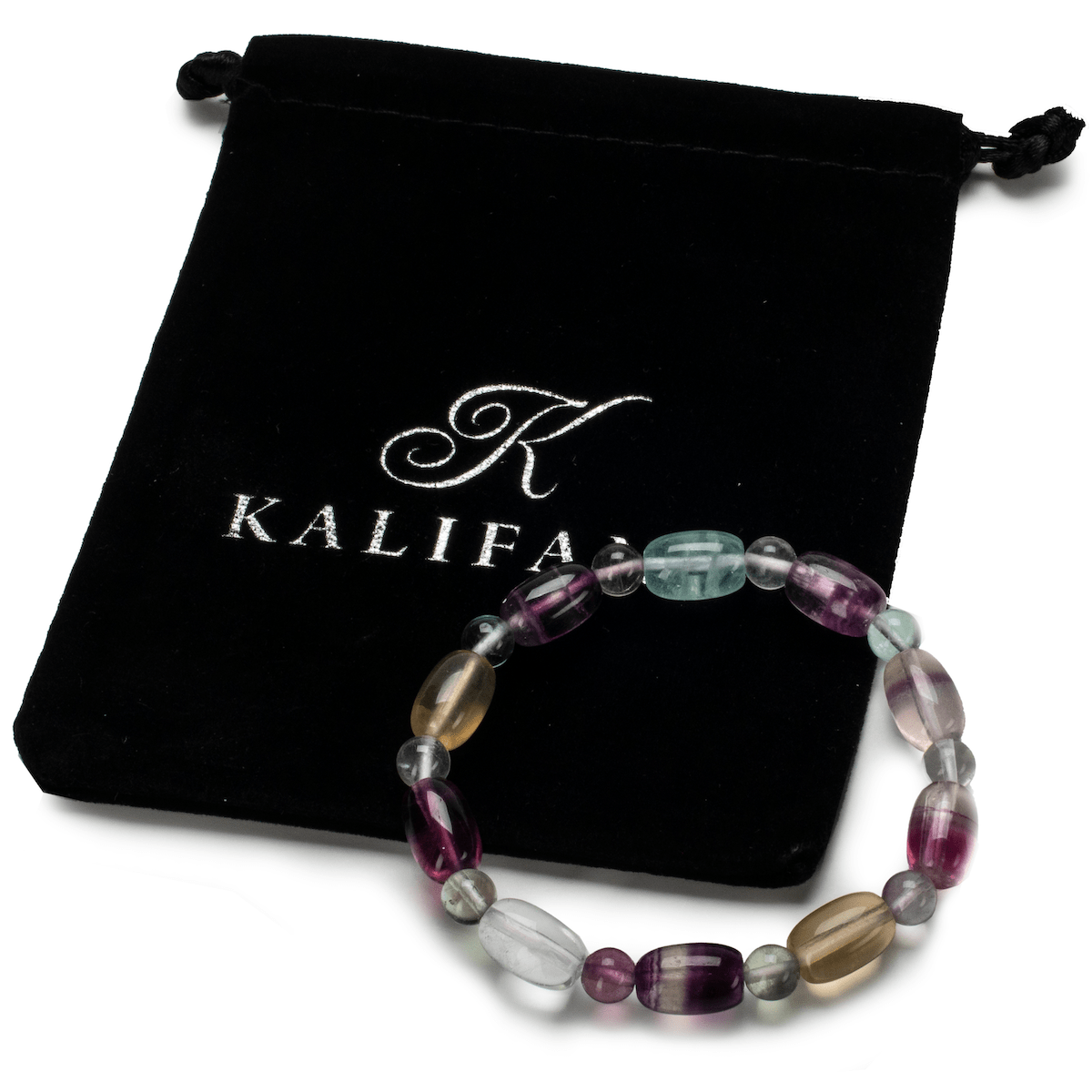 Kalifano Gemstone Bracelets Flourite Gemstone Elastic Bracelet RED-BGP-024