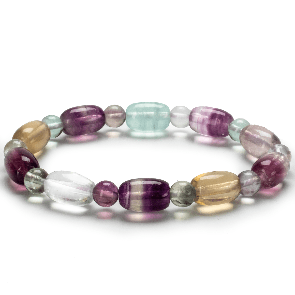 Kalifano Gemstone Bracelets Flourite Gemstone Elastic Bracelet RED-BGP-024