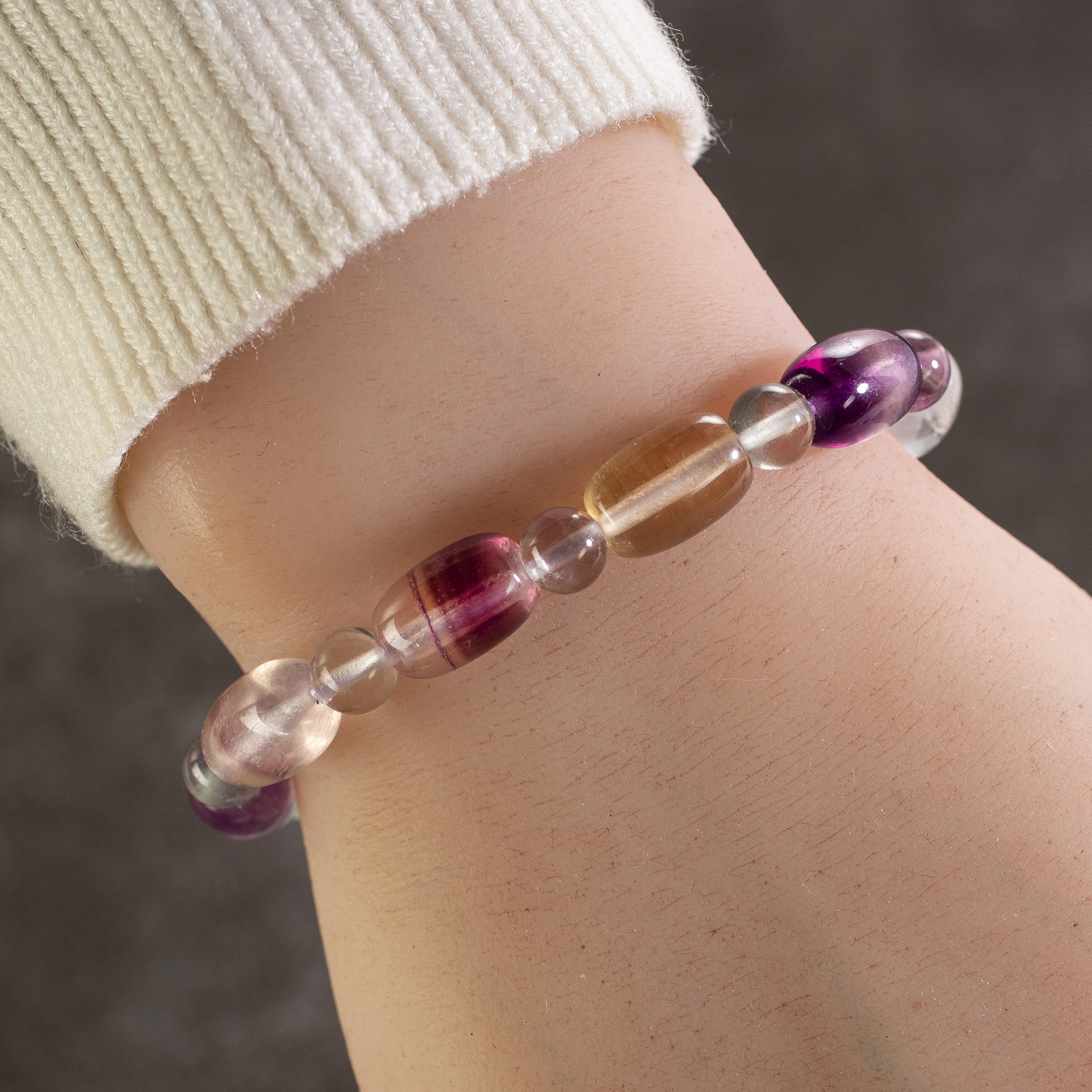 Kalifano Gemstone Bracelets Flourite Gemstone Elastic Bracelet RED-BGP-024