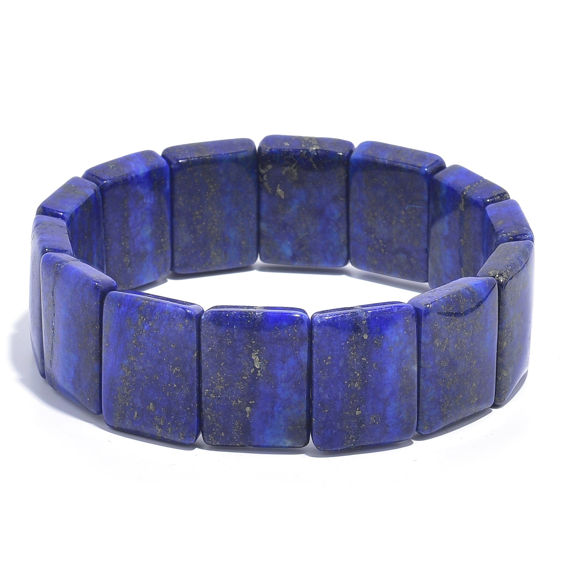 Kalifano Gemstone Bracelets Lapis Lazuli Natural Gemstone Elastic Bracelet BLACK-BGP-028