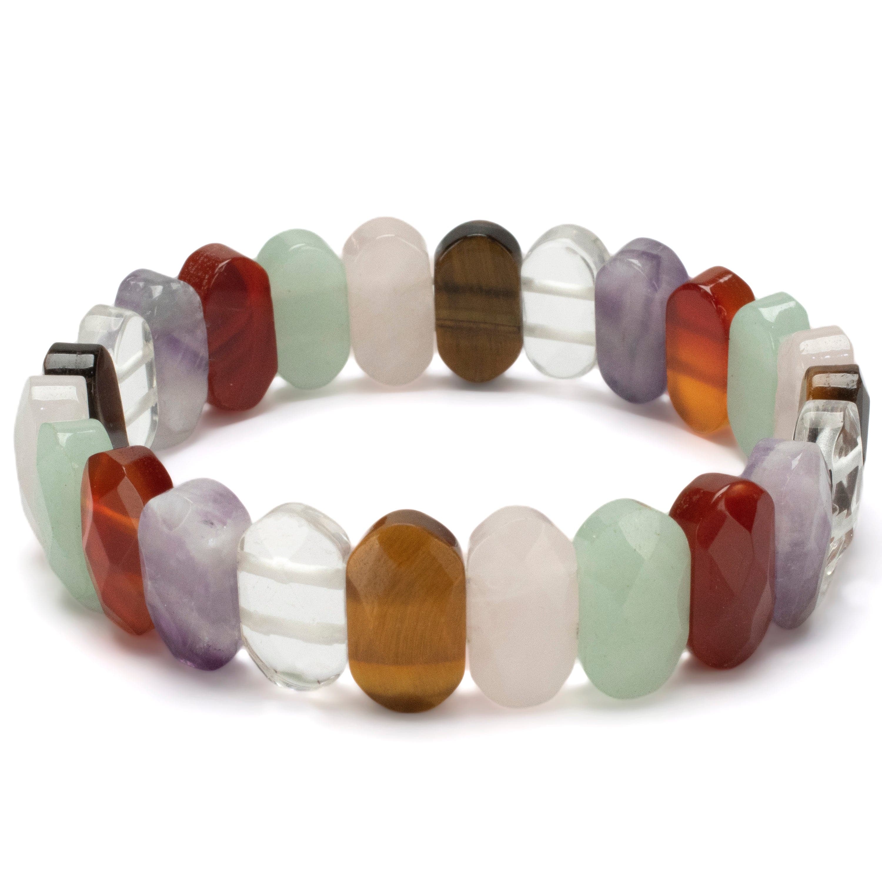 Kalifano Gemstone Bracelets Multi-Gemstone Elastic Bracelet RED-BGP-058