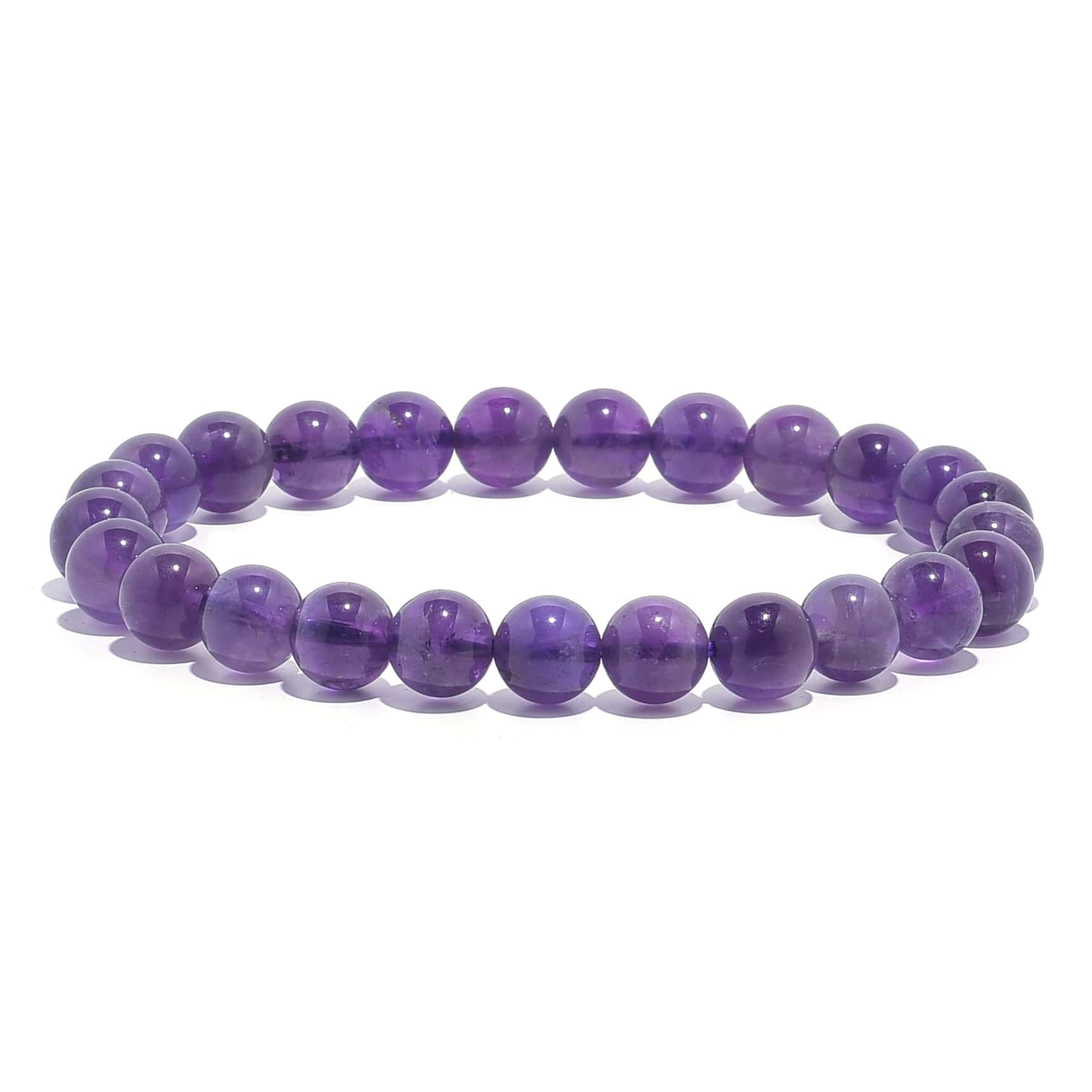 Kalifano Gemstone Bracelets Natural Amethyst 8 mm Beaded Gemstone Bracelet