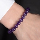 Natural Amethyst 8 mm Beaded Gemstone Bracelet