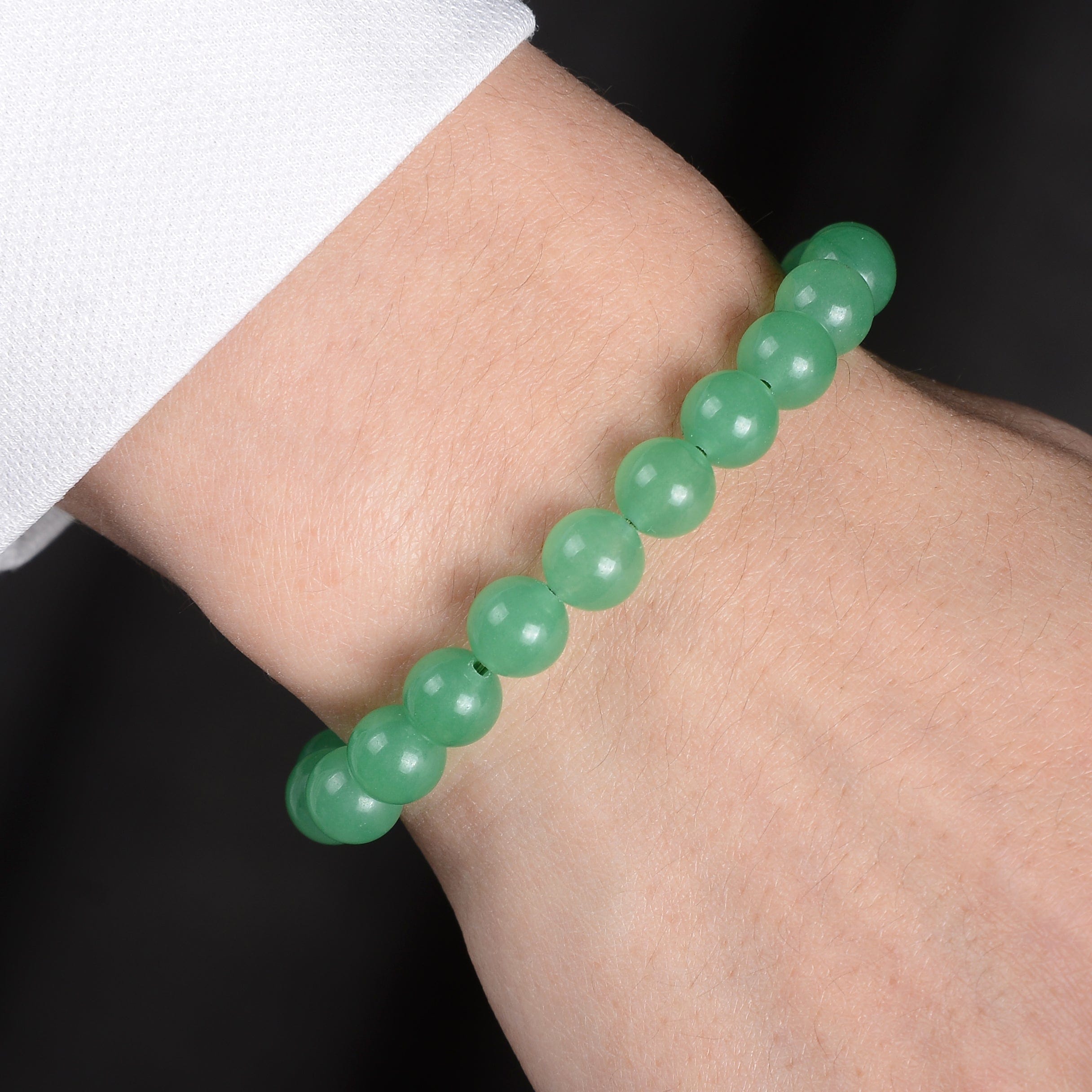 Kalifano Gemstone Bracelets Natural Aventurine 8 mm Beaded Gemstone Bracelet