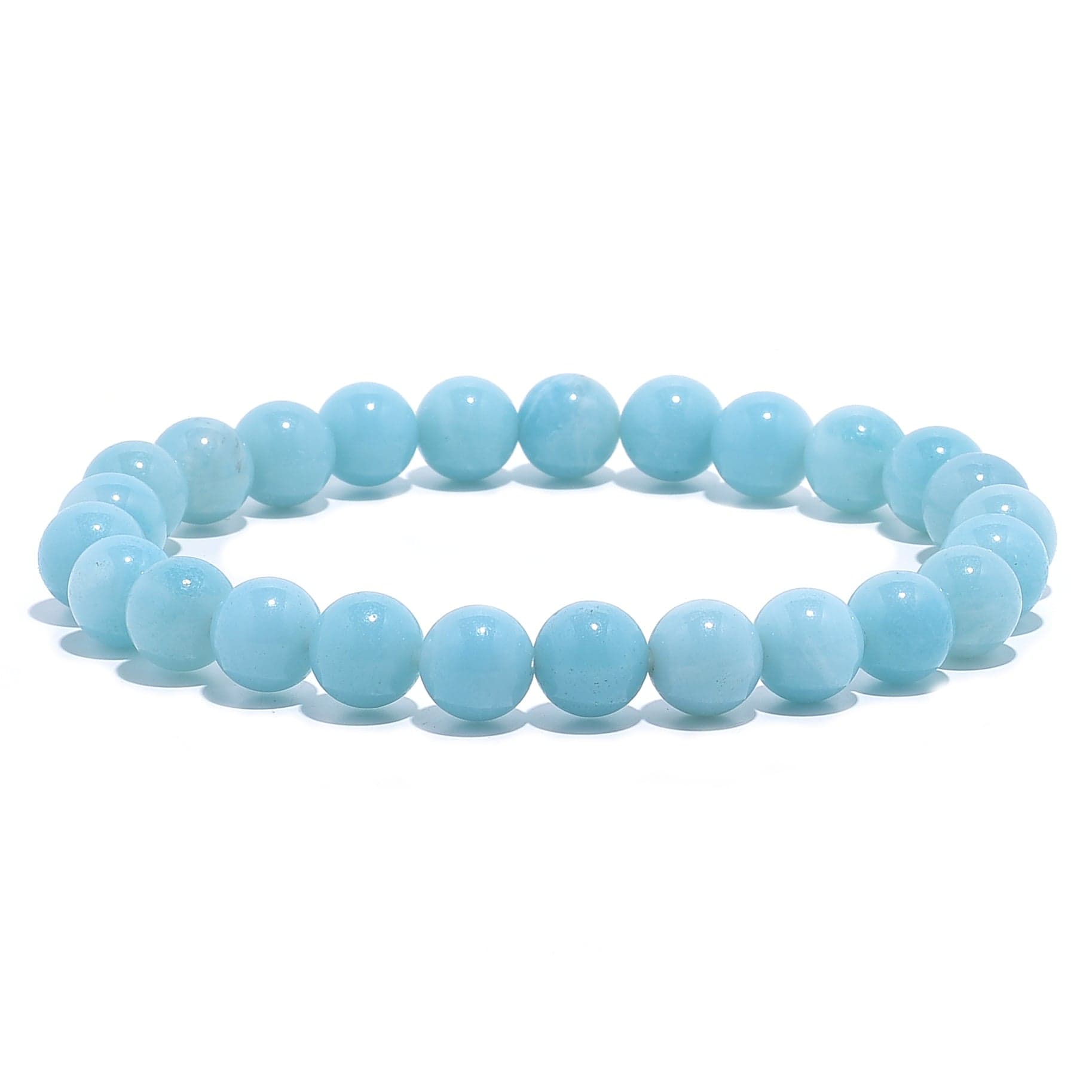 Kalifano Gemstone Bracelets Natural Blue Amazonite 8 mm Beaded Gemstone Bracelet