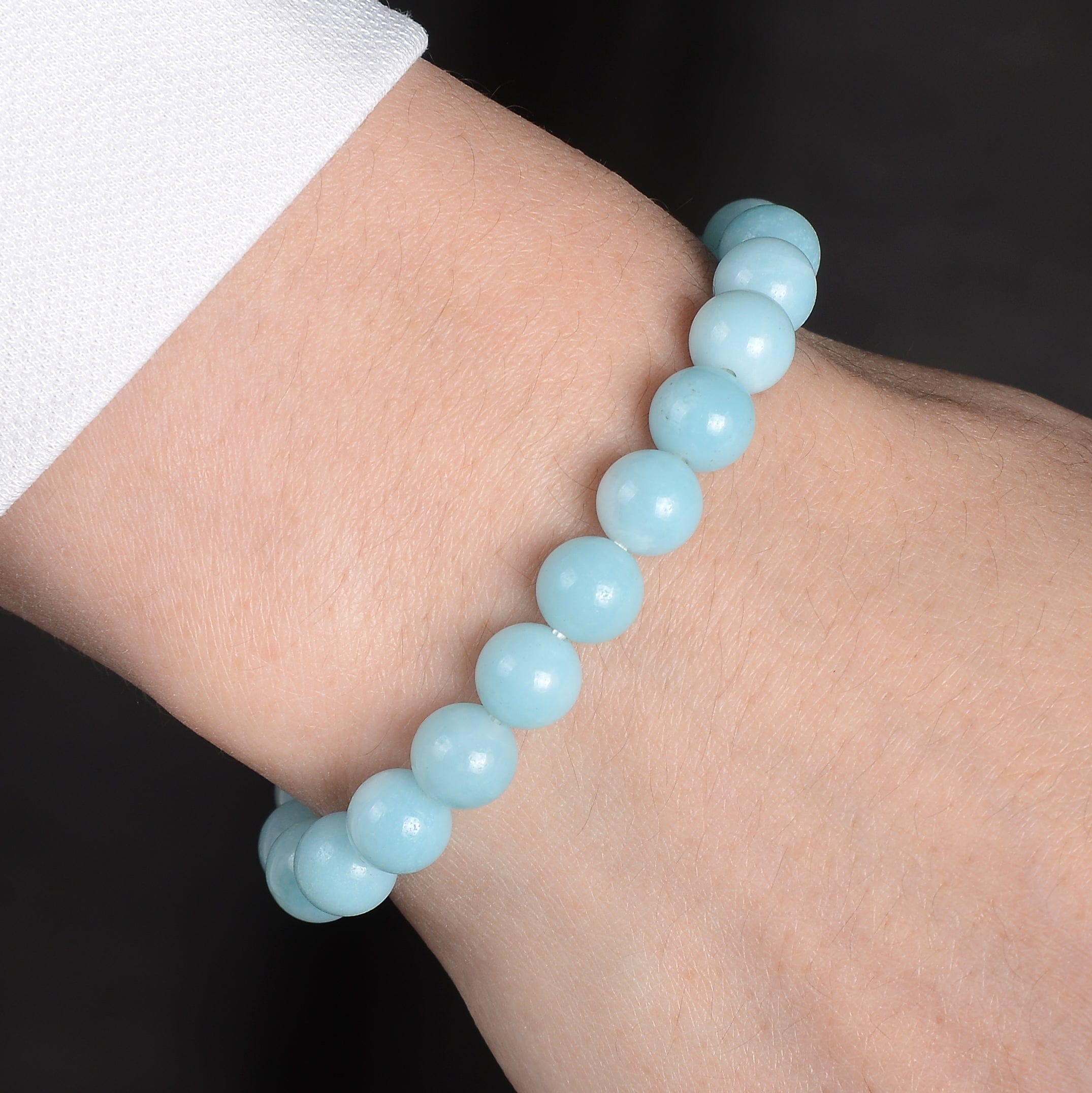 Kalifano Gemstone Bracelets Natural Blue Amazonite 8 mm Beaded Gemstone Bracelet