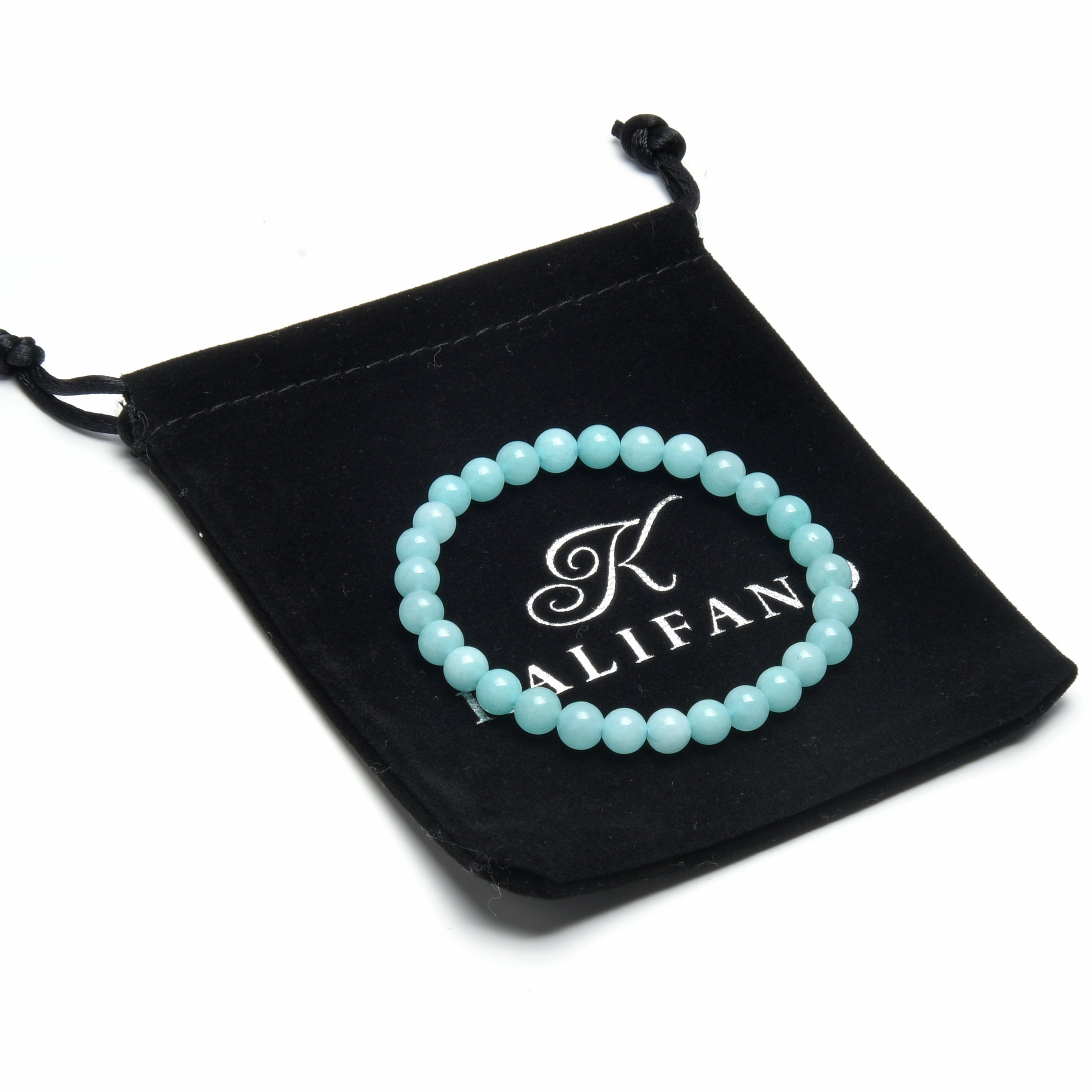 Kalifano Gemstone Bracelets Natural Blue Amazonite small beaded Gemstone Bracelet B6-AZ