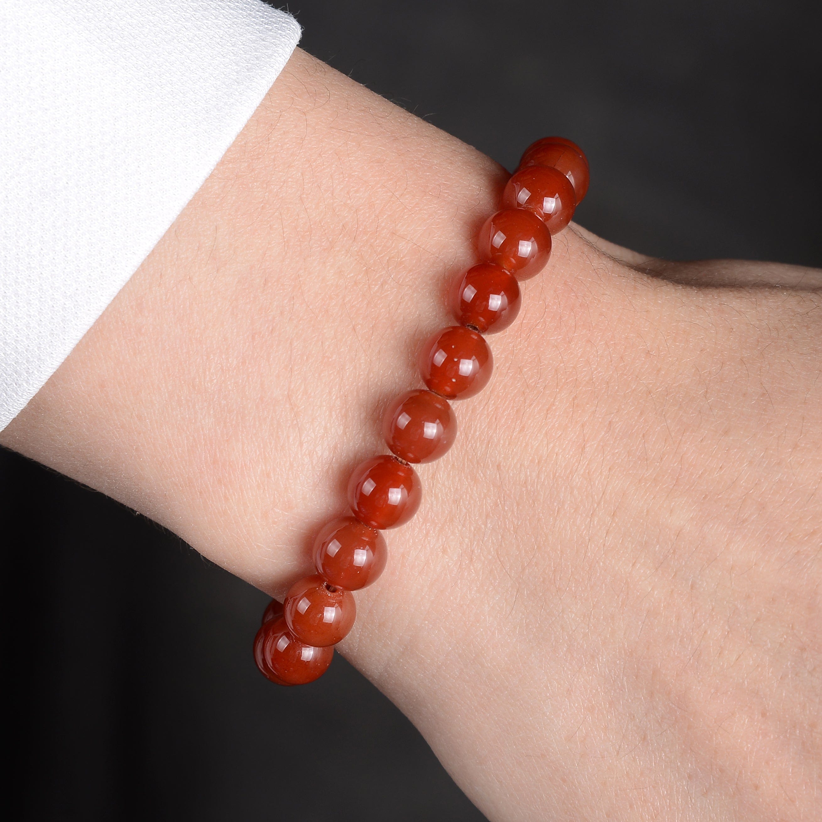 Kalifano Gemstone Bracelets Natural Carnelian 8 mm Beaded Gemstone Bracelet