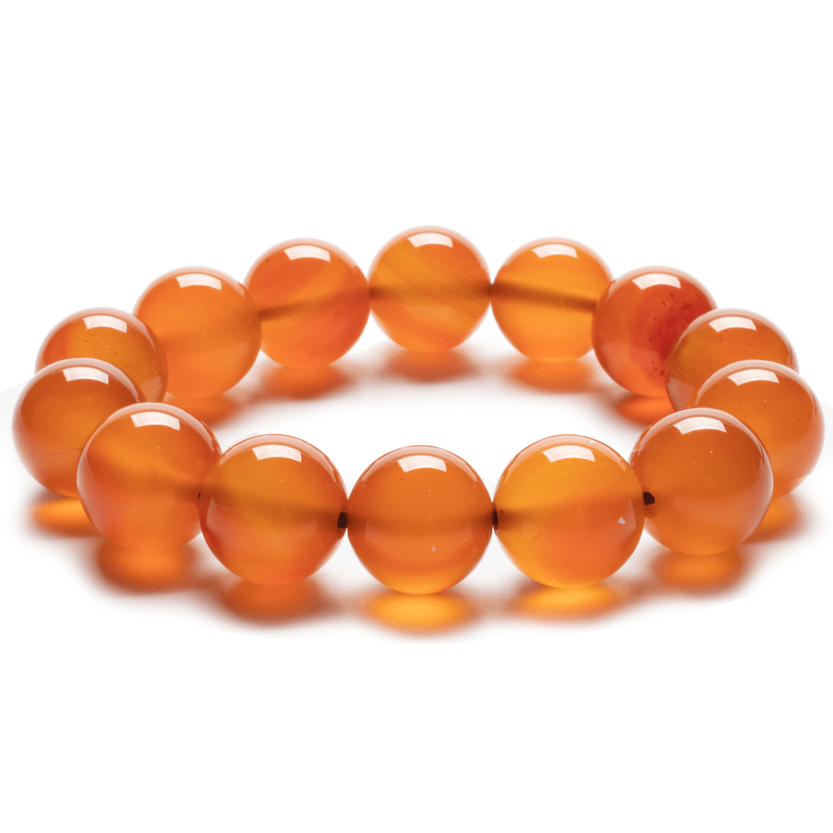 Kalifano Carnelian 14mm Round Bead Gemstone Elastic Bracelet BLUE-BGP-001