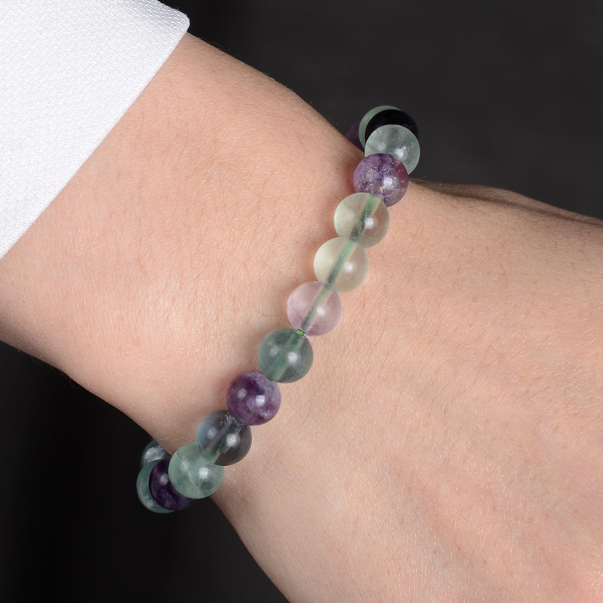 Kalifano Gemstone Bracelets Natural Fluorite 8 mm Beaded Gemstone Bracelet