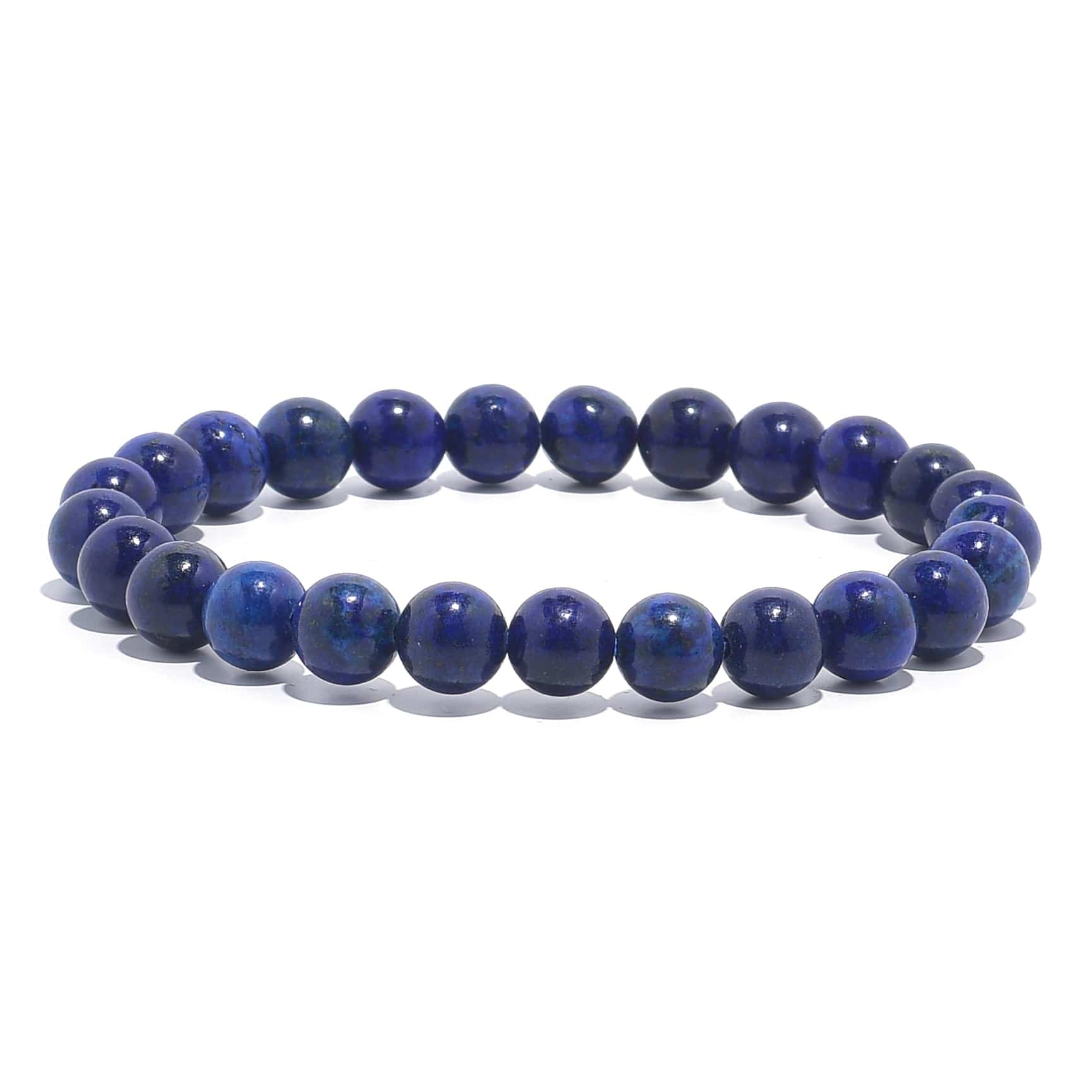 Kalifano Gemstone Bracelets Natural Lapis 8 mm Beaded Gemstone Bracelet