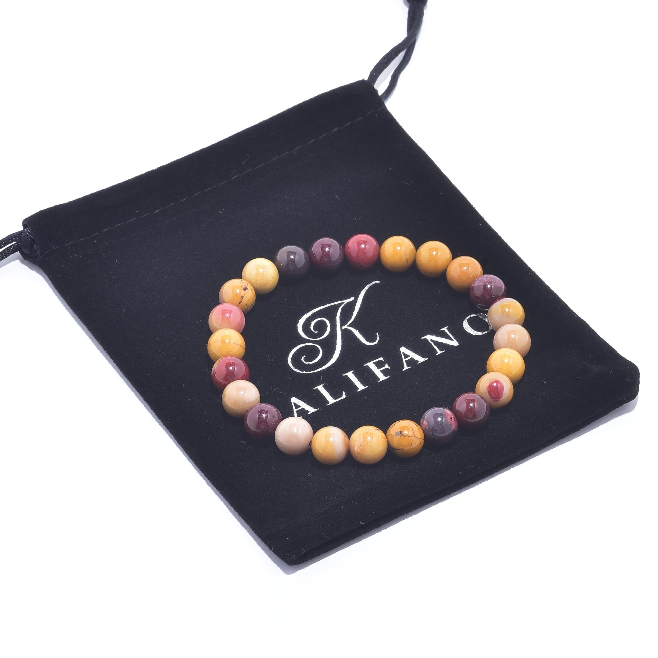 Kalifano Gemstone Bracelets Natural Mookaite 8 mm Beaded Gemstone Bracelet