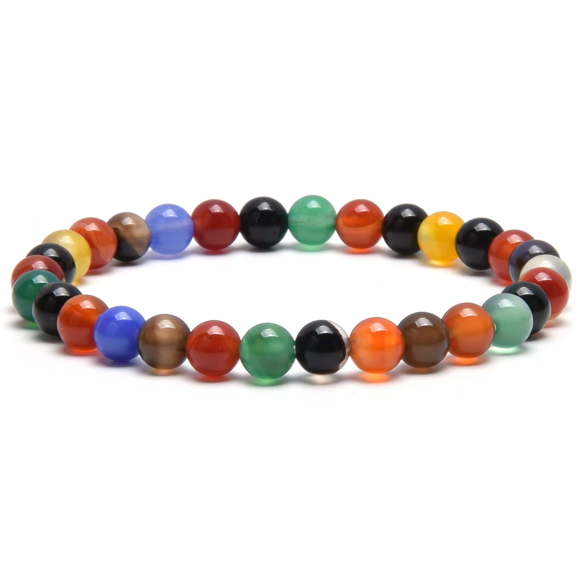 Kalifano Gemstone Bracelets Natural Multi Agate small beaded Gemstone Bracelet B6-MT