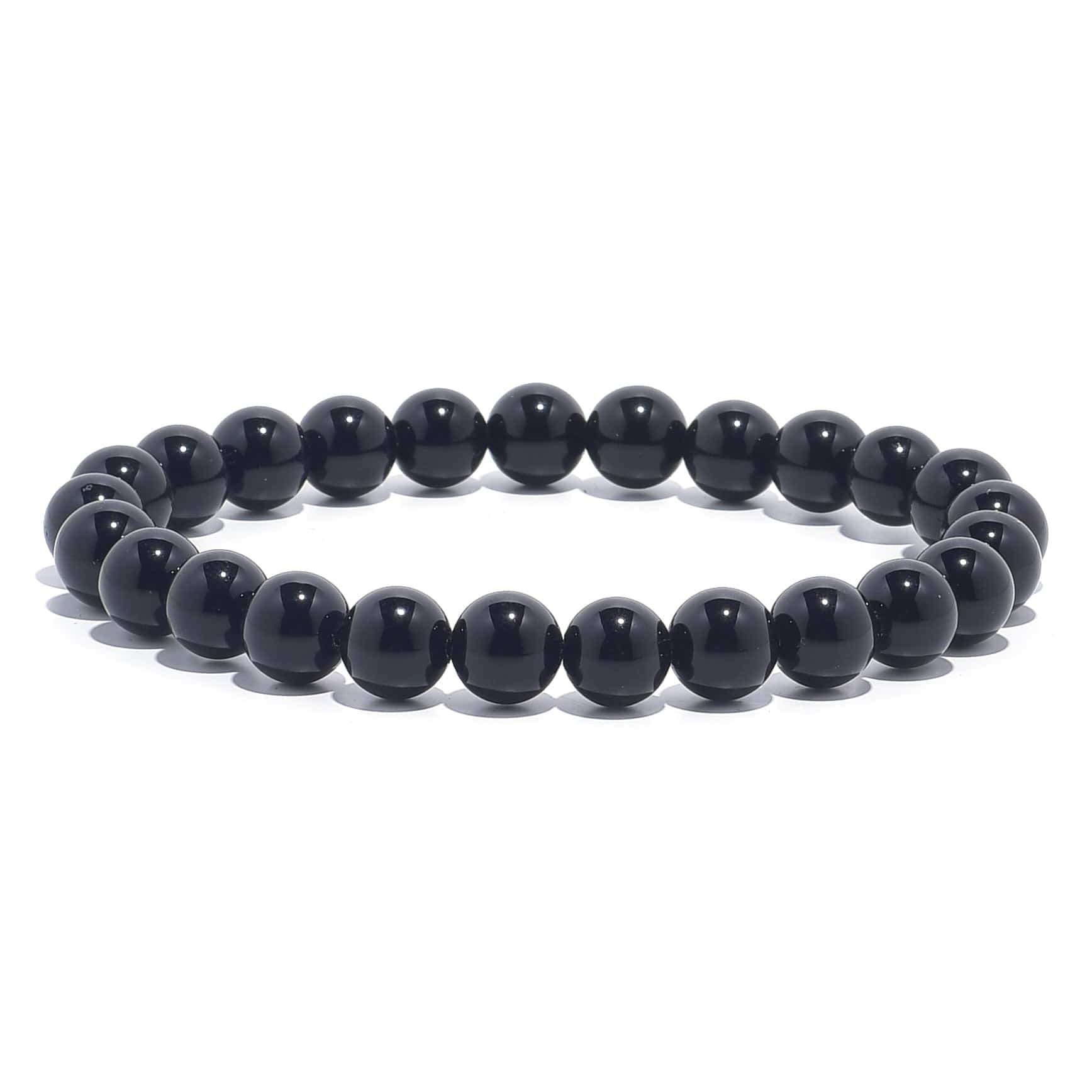 Kalifano Gemstone Bracelets Natural Obsidian 8 mm Beaded Gemstone Bracelet