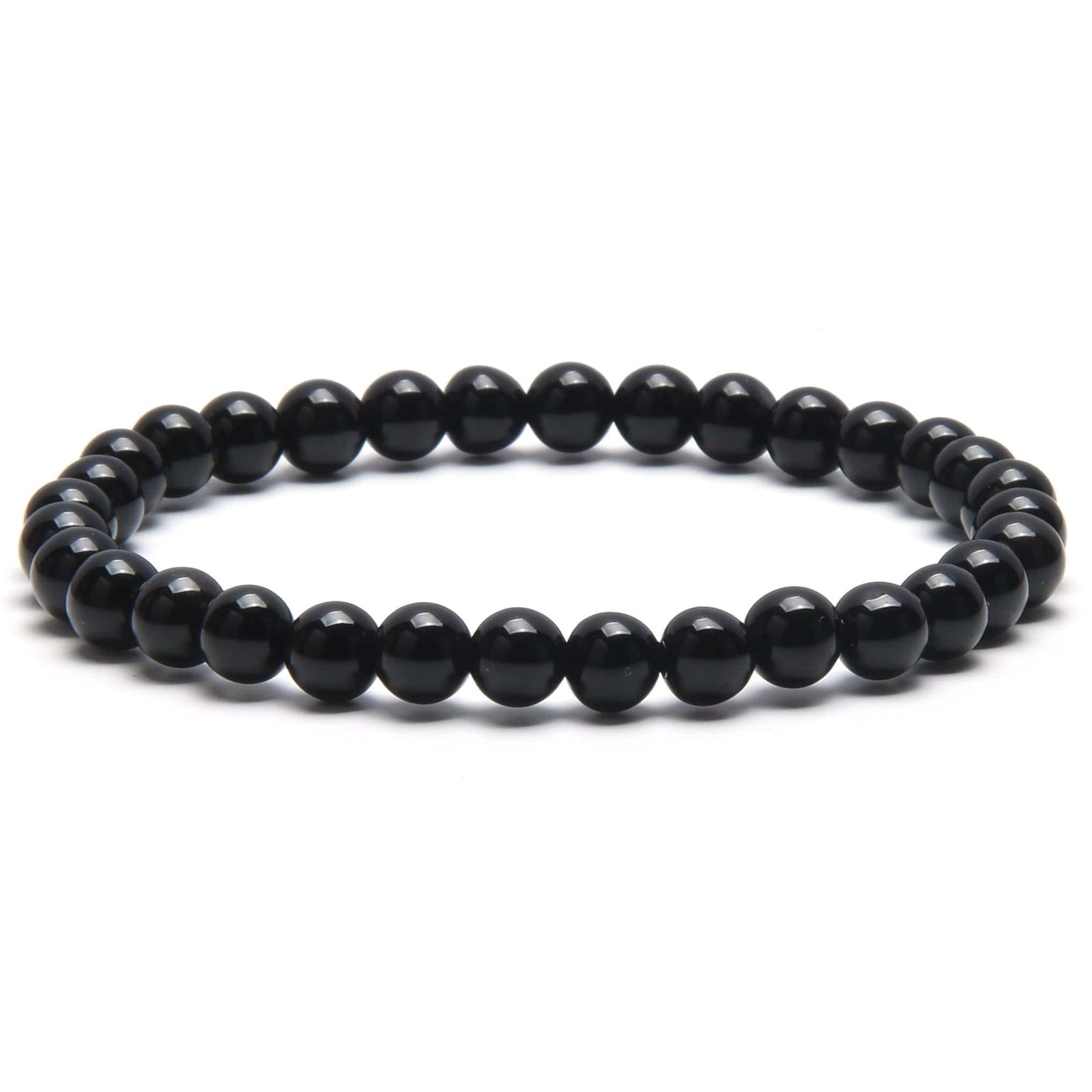 Kalifano Gemstone Bracelets Natural Obsidian small beaded Gemstone Bracelet B6-OB