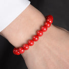 Red Coral 8 mm Beaded Gemstone Bracelet