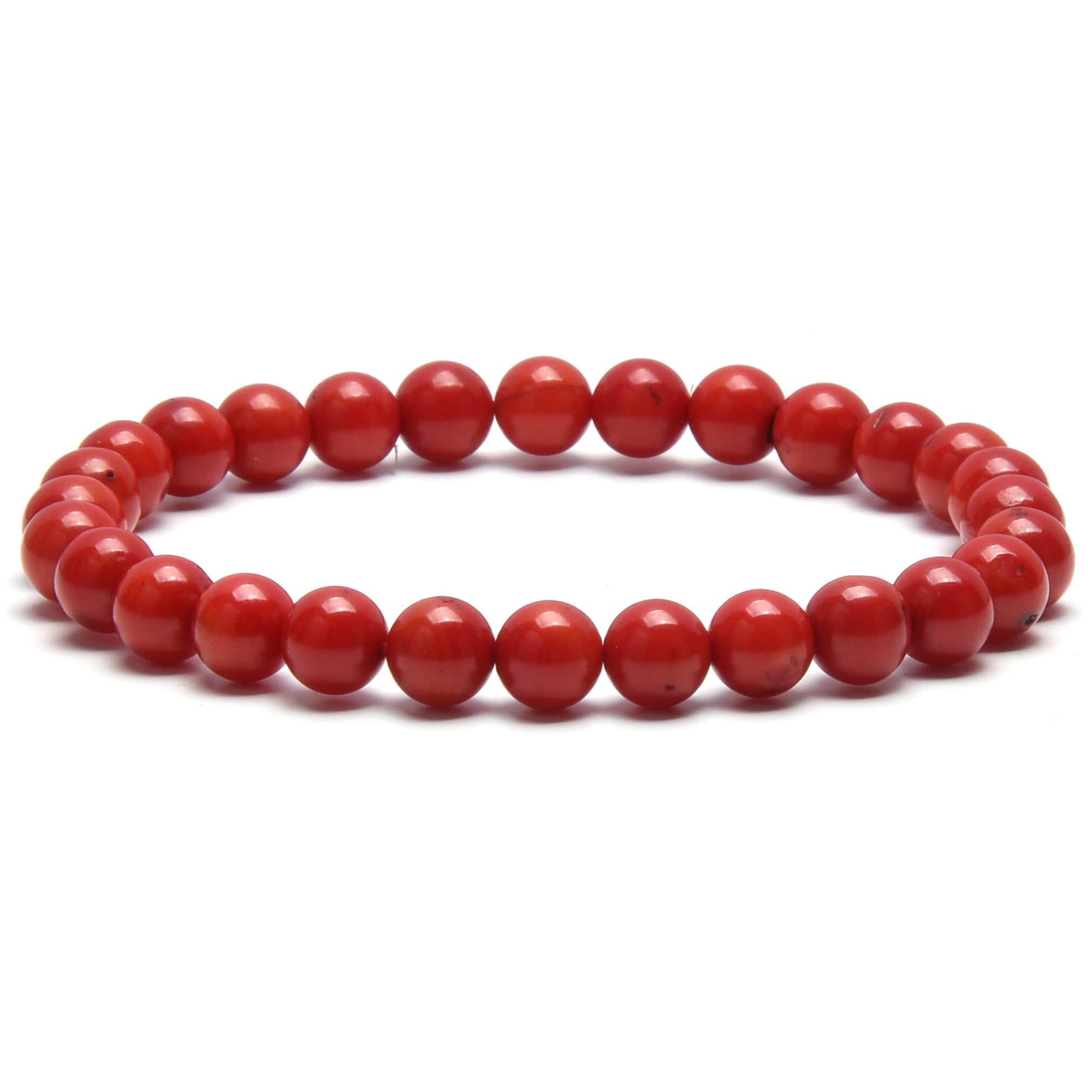 Kalifano Gemstone Bracelets Natural Red Coral small beaded Gemstone Bracelet B6-RC