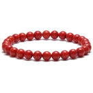 Red Coral 6 mm Beaded Gemstone Bracelet