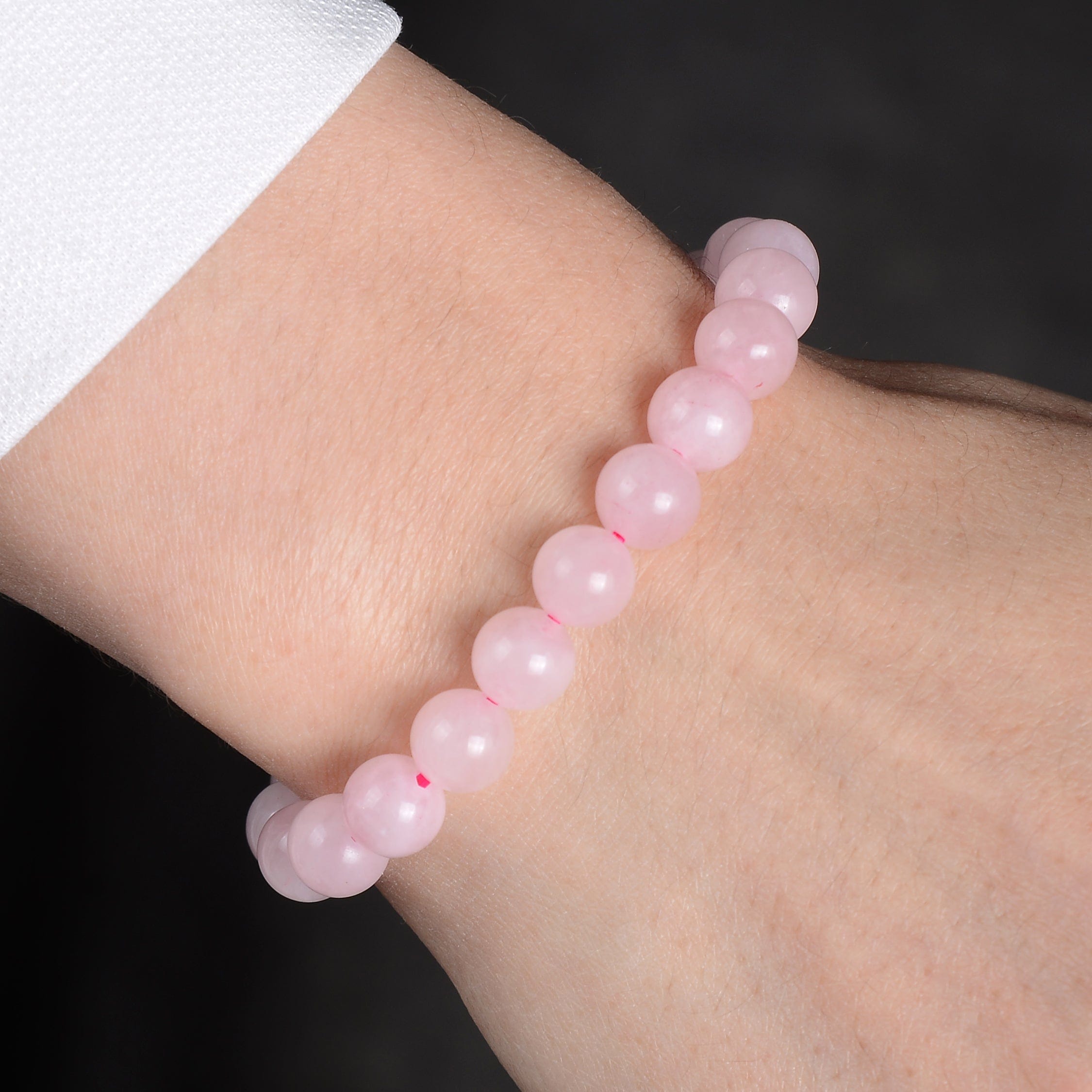 Kalifano Gemstone Bracelets Natural Rose Quartz 8 mm Beaded Gemstone Bracelet