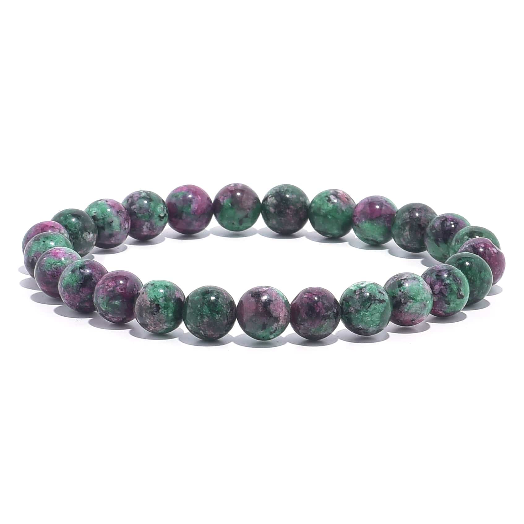 Kalifano Gemstone Bracelets Natural Ruby Zoisite 8 mm Beaded Gemstone Bracelet