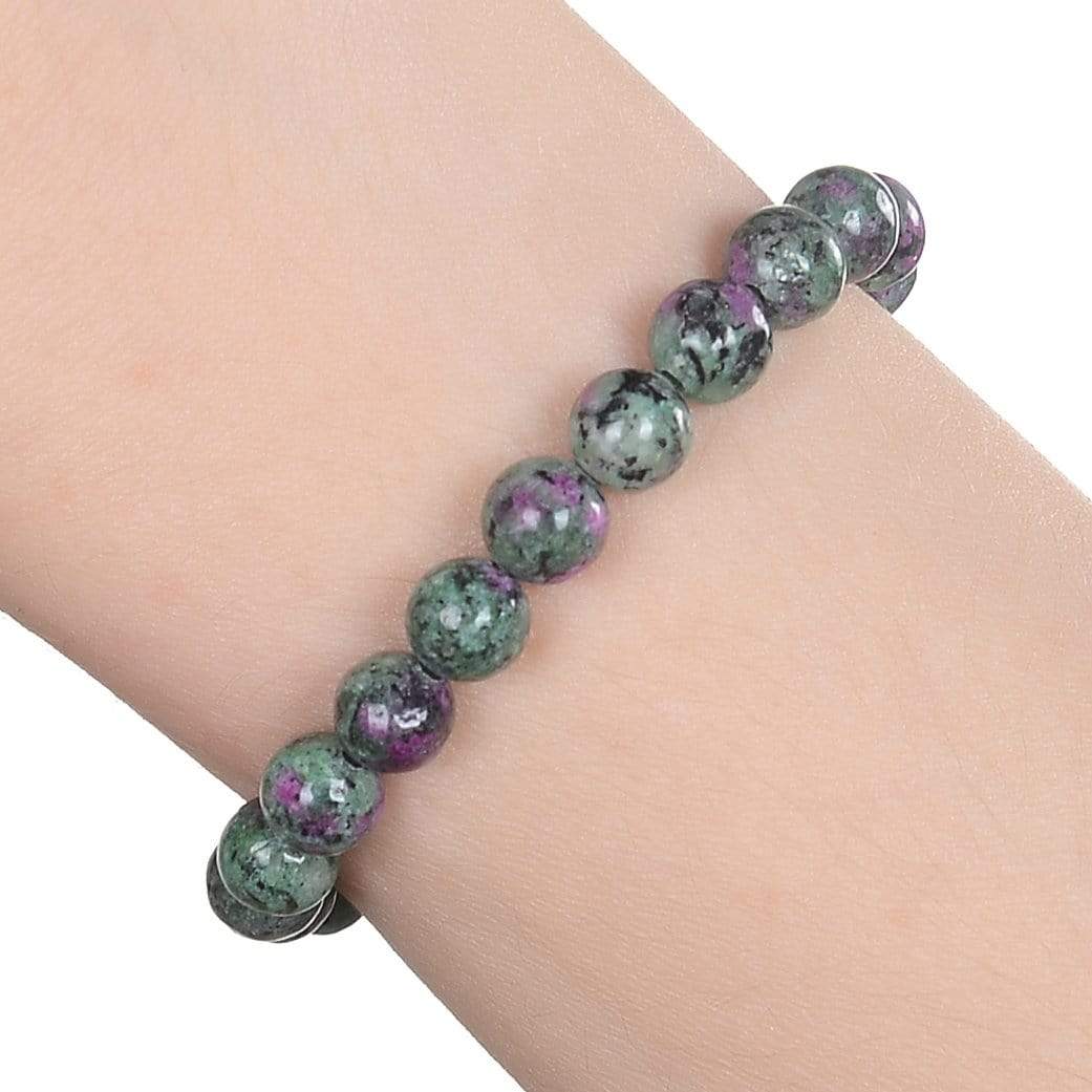 Kalifano Gemstone Bracelets Natural Ruby Zoisite small beaded Gemstone Bracelet B6-RZ