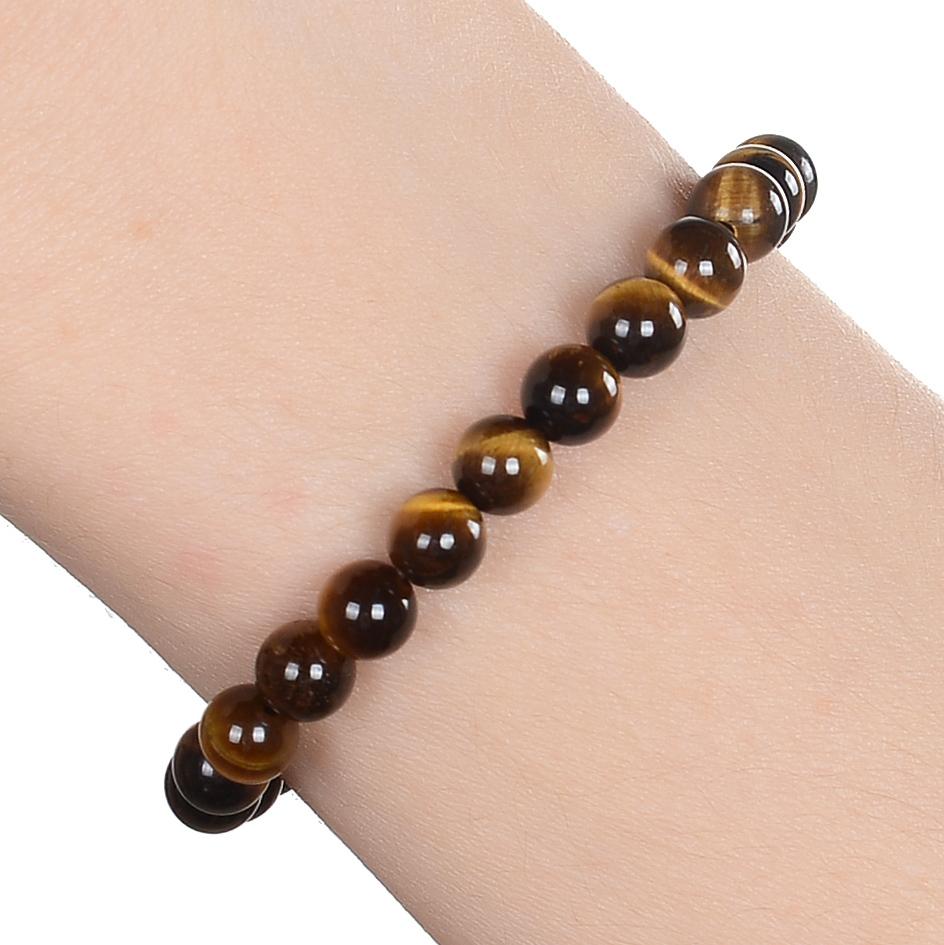 Kalifano Gemstone Bracelets Natural Tiger Eye small beaded Gemstone Bracelet B6-TE