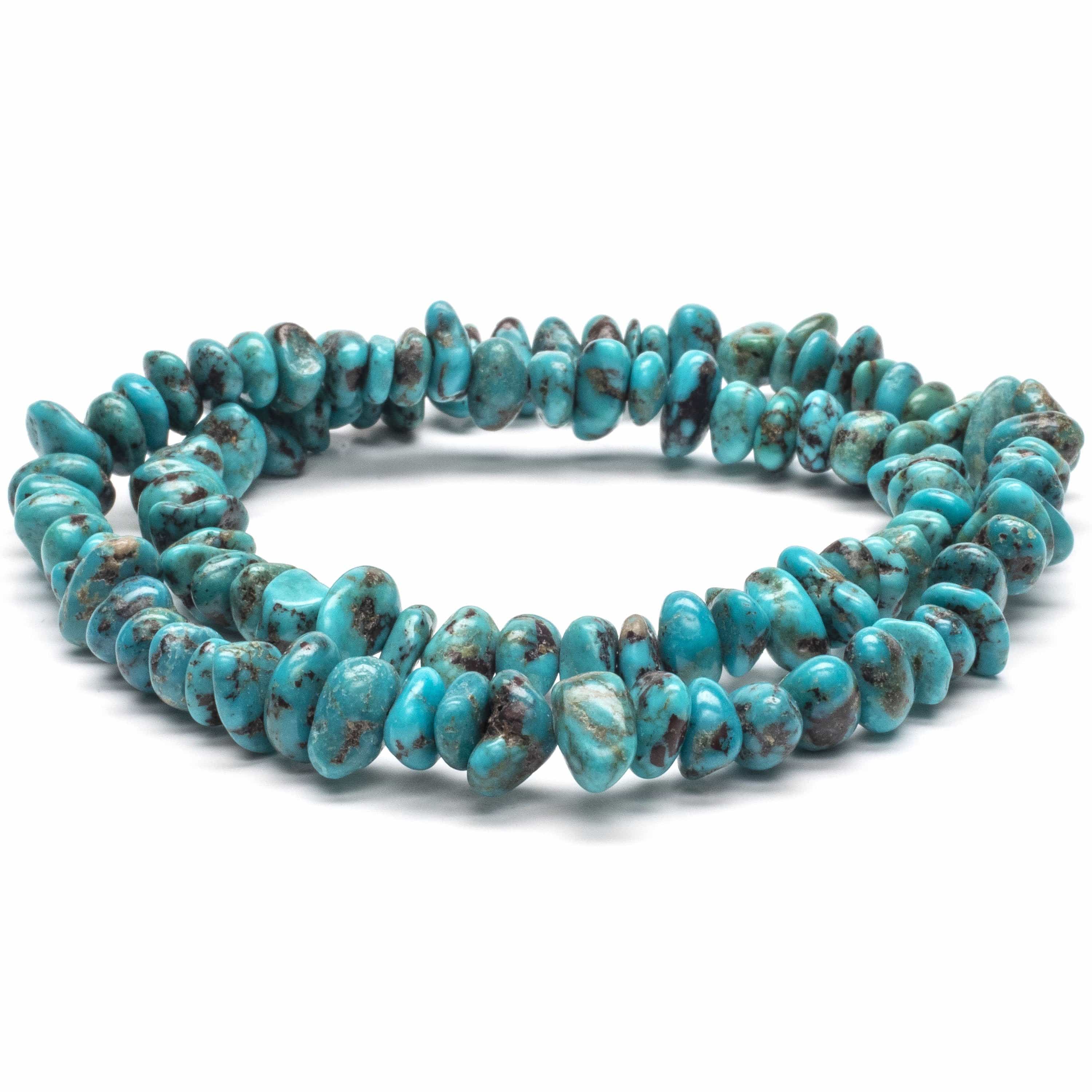 Kalifano Gemstone Bracelets Natural Turquoise Chips Double Wrap Elastic Gemstone Bracelet WHITE-BGI2-016