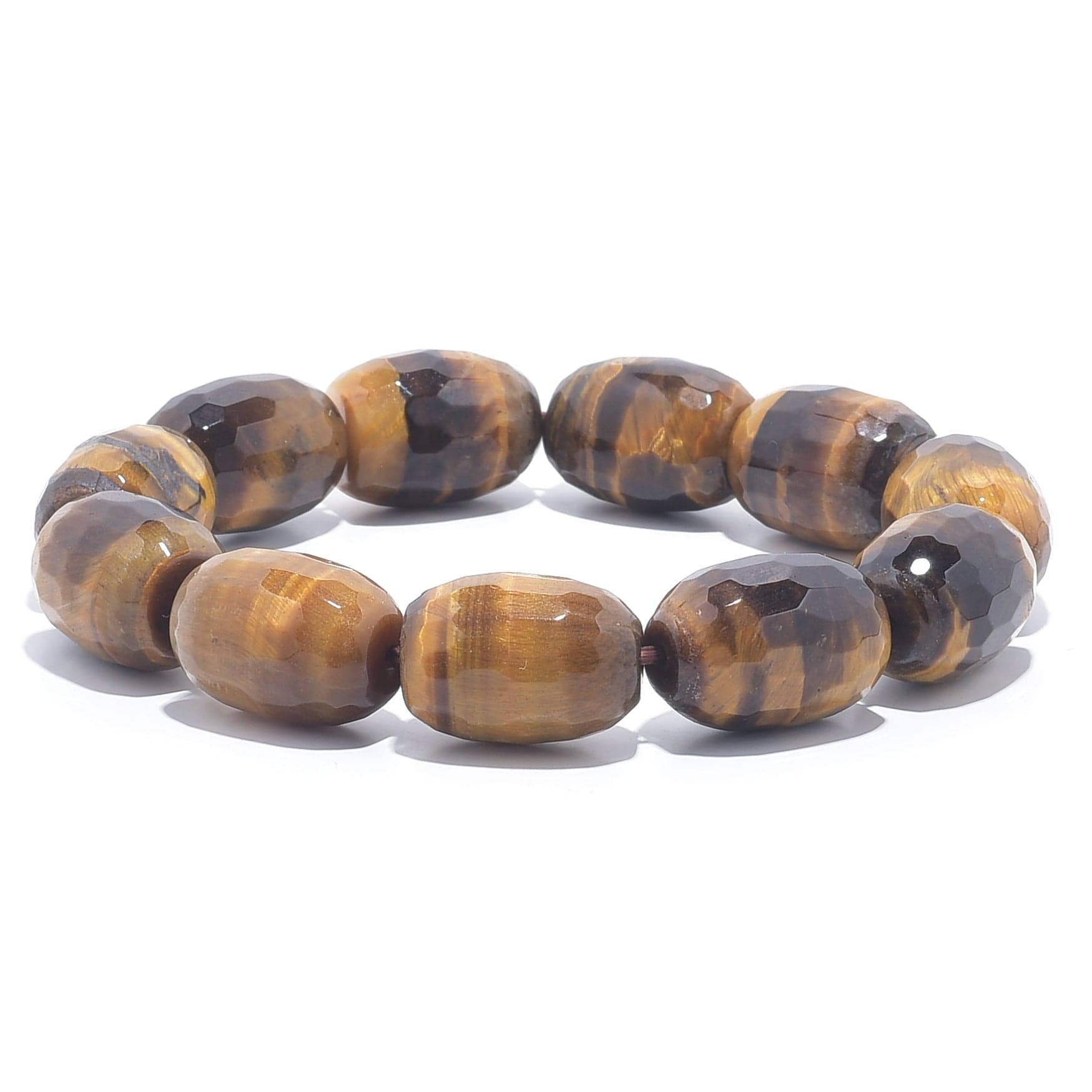 Kalifano Gemstone Bracelets Tiger Eye Faceted Natural Gemstone Elastic Bracelet PLAT-BGP-033