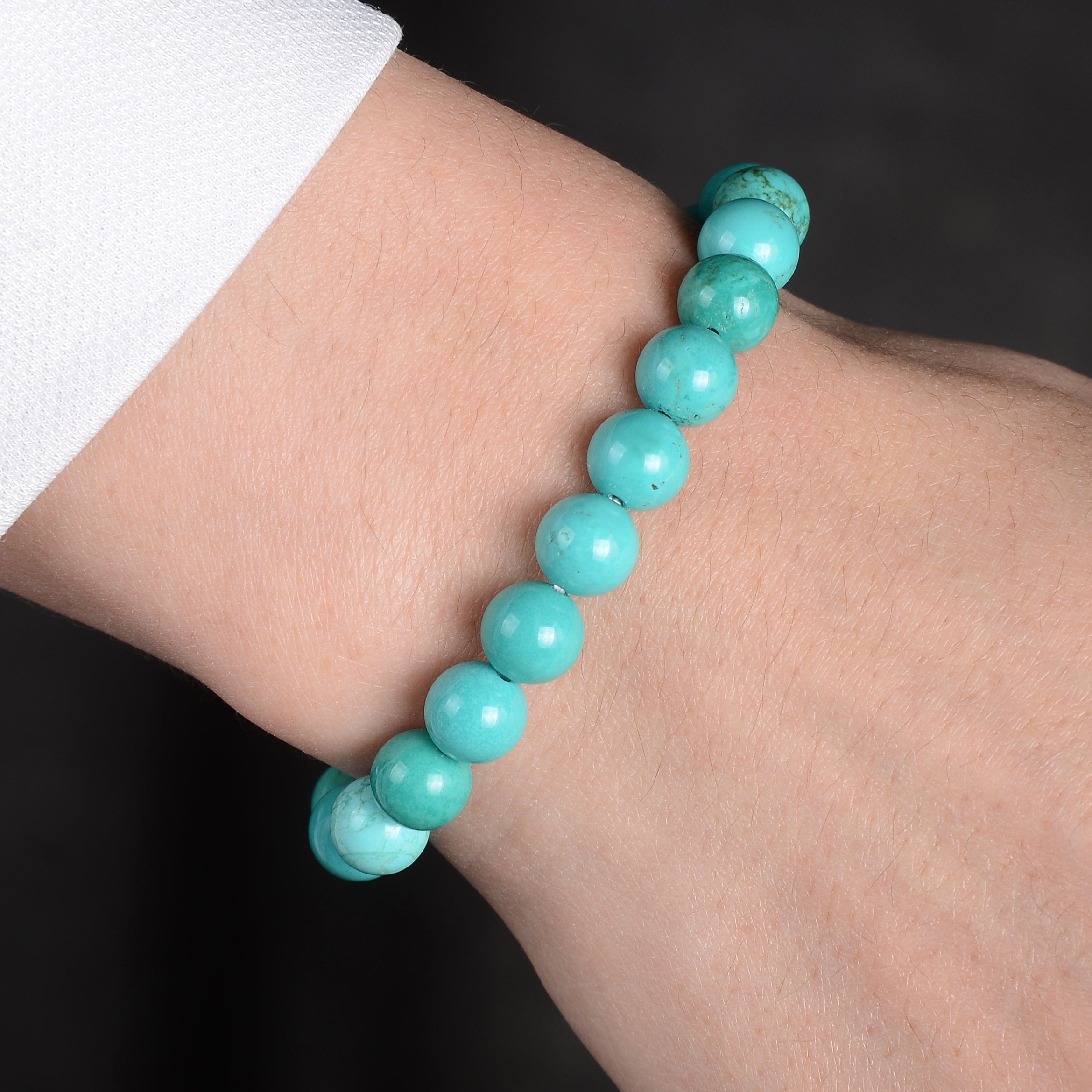 Kalifano Gemstone Bracelets Turquoise 8 mm Beaded Gemstone Bracelet