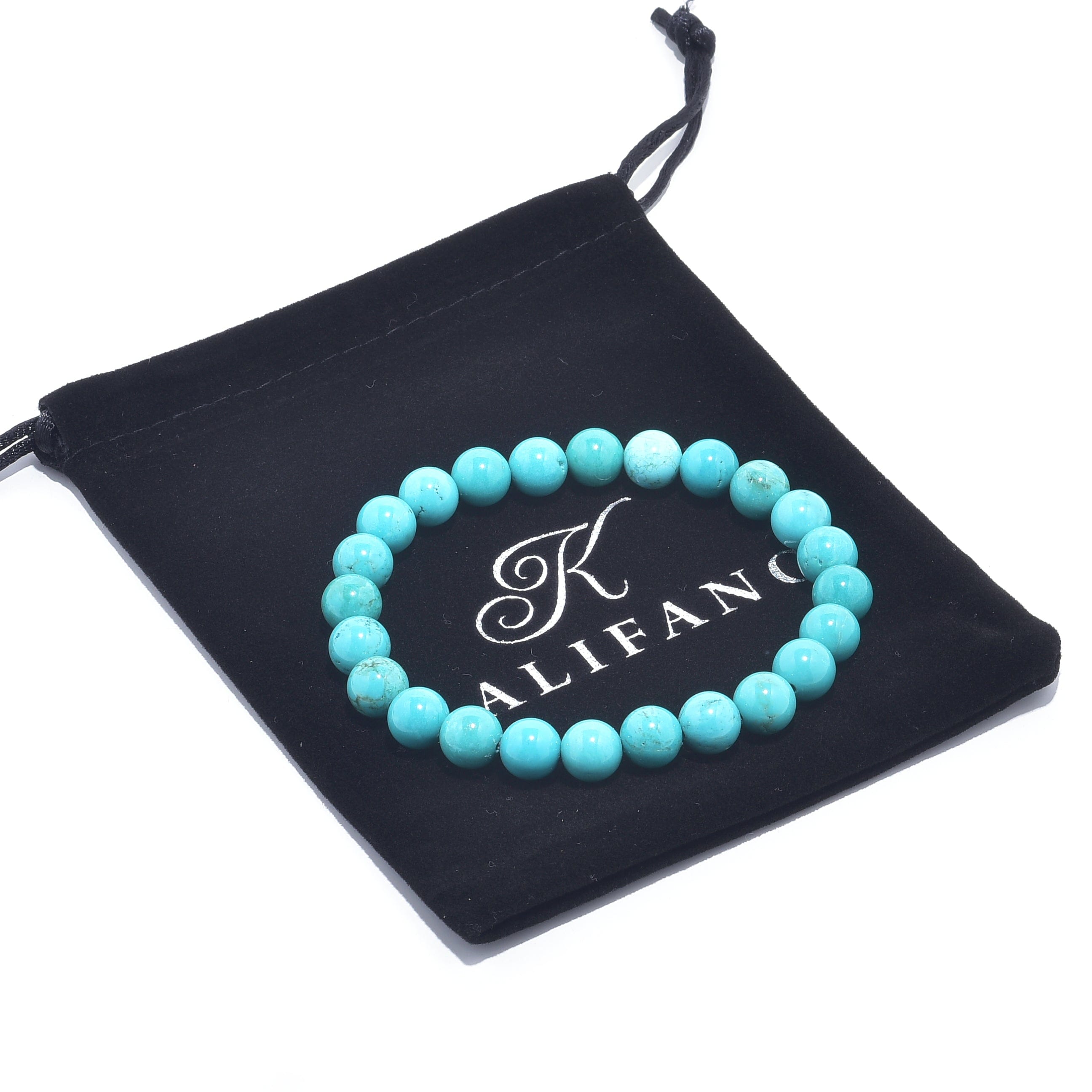 Kalifano Gemstone Bracelets Turquoise 8 mm Beaded Gemstone Bracelet