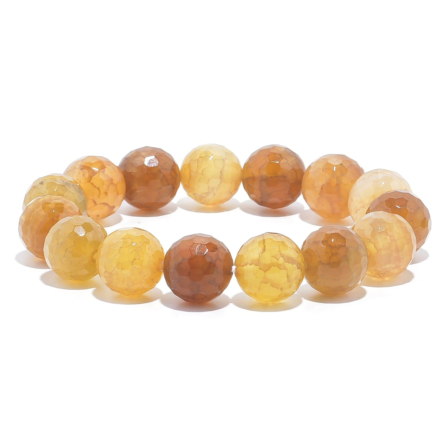 Kalifano Gemstone Bracelets Yellow Agate Faceted Natural Gemstone Bead Elastic Bracelet PLAT-BGP-032