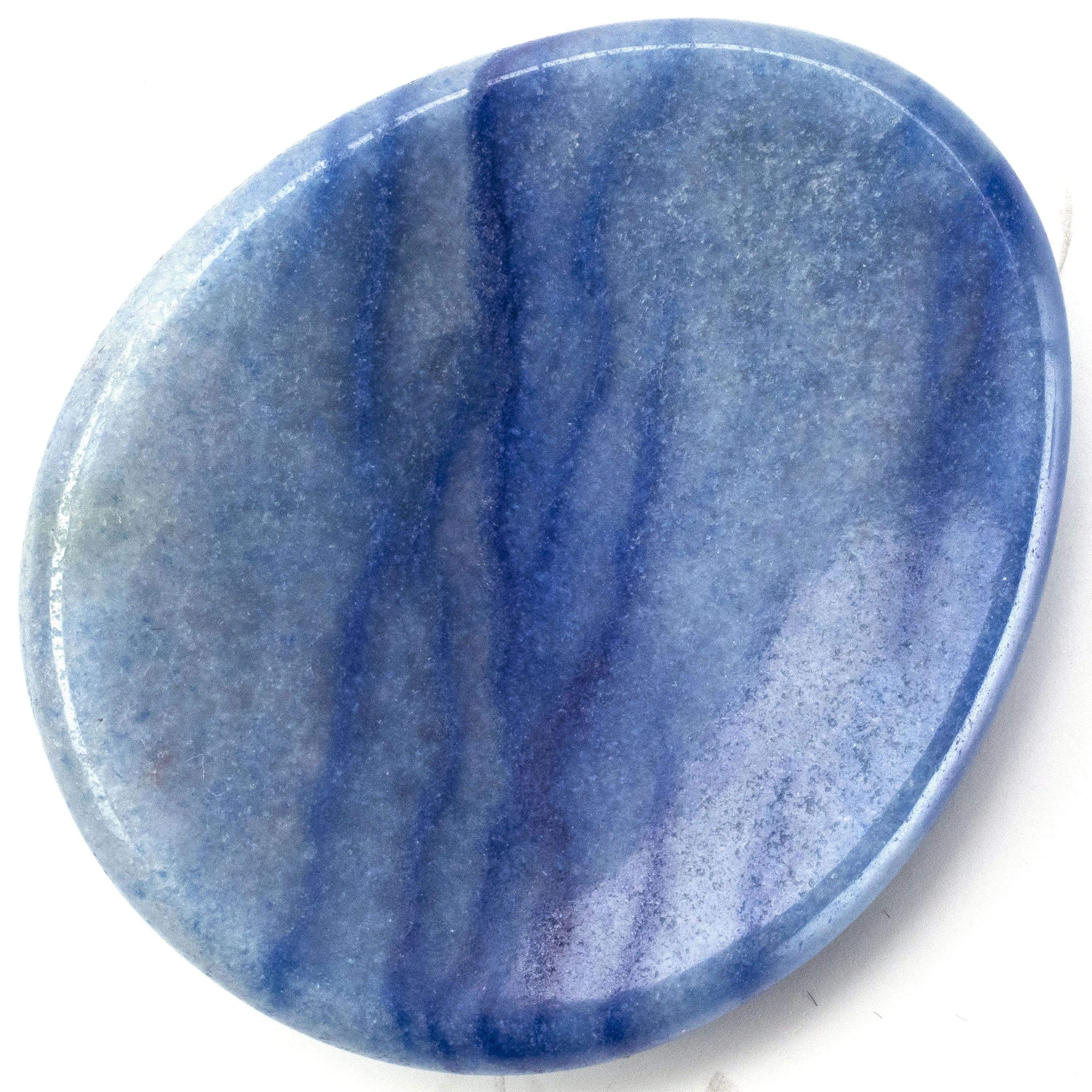 Kalifano Gemstone Carvings Blue Agate Worry Stone Natural Gemstone Carving CV10-W-BA