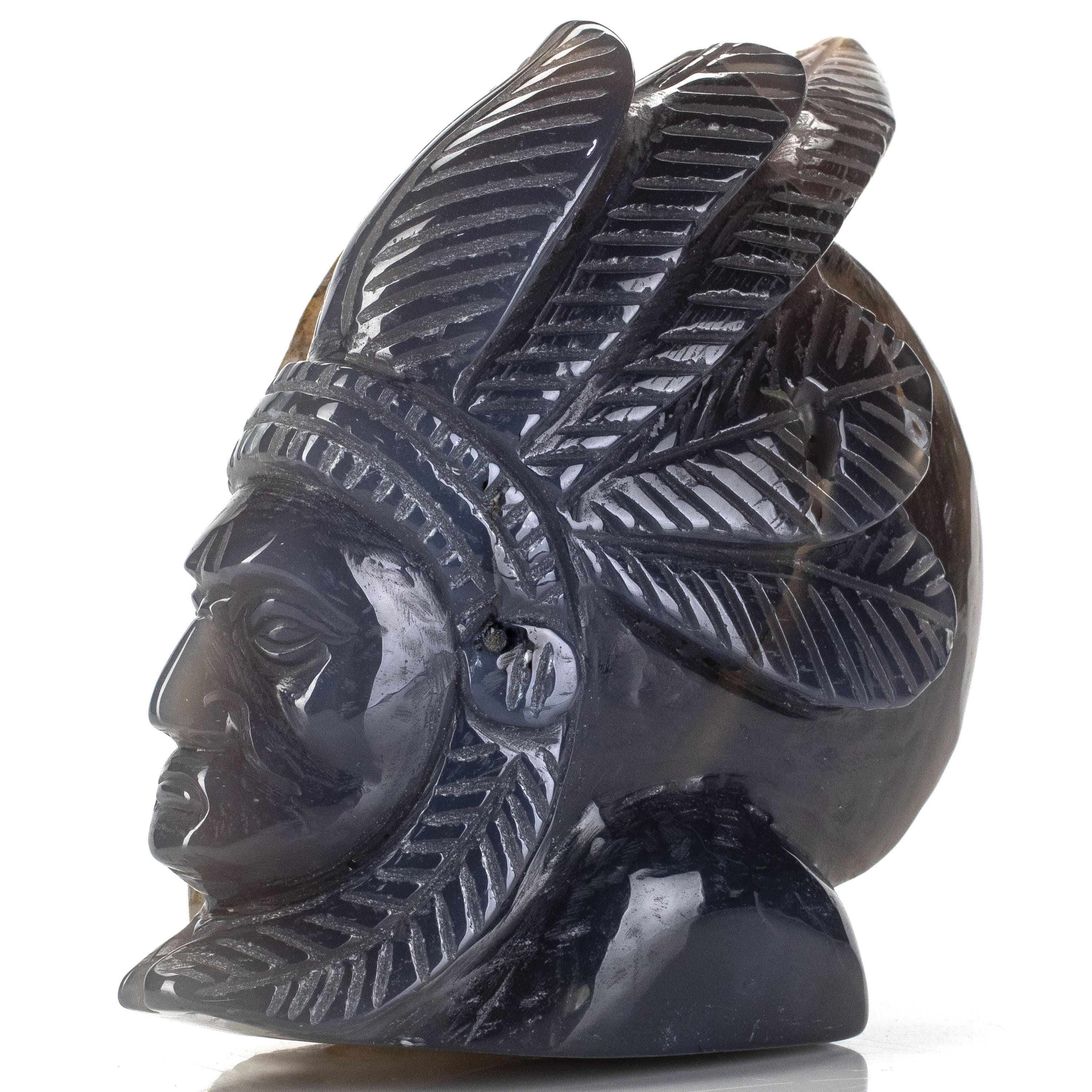 Kalifano Gemstone Carvings Natural Brazilian Blue Lace Agate Chief Carving - 4.7 in CV322.001