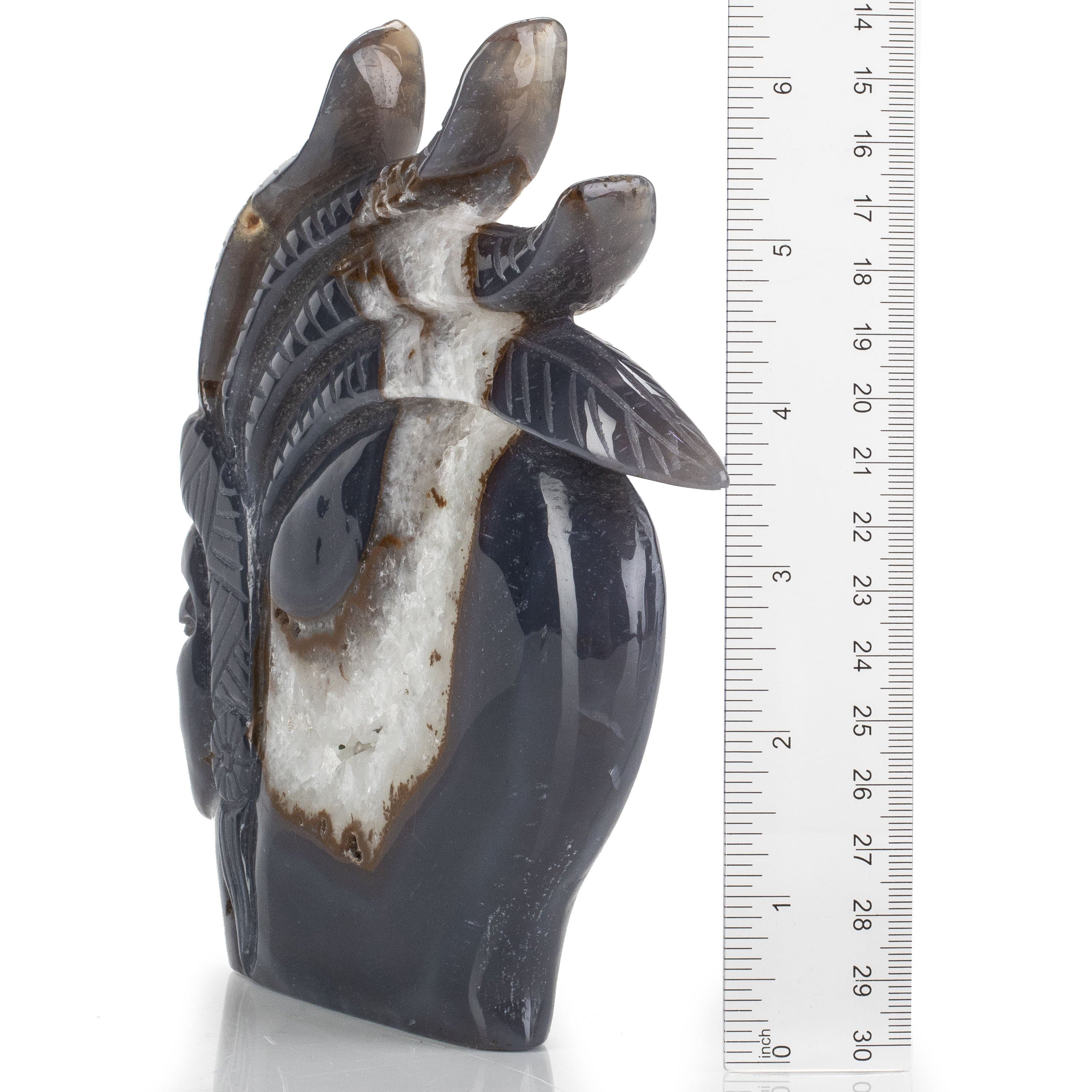 Kalifano Gemstone Carvings Natural Brazilian Blue Lace Agate Chief Carving - 6.5 in CV298.001