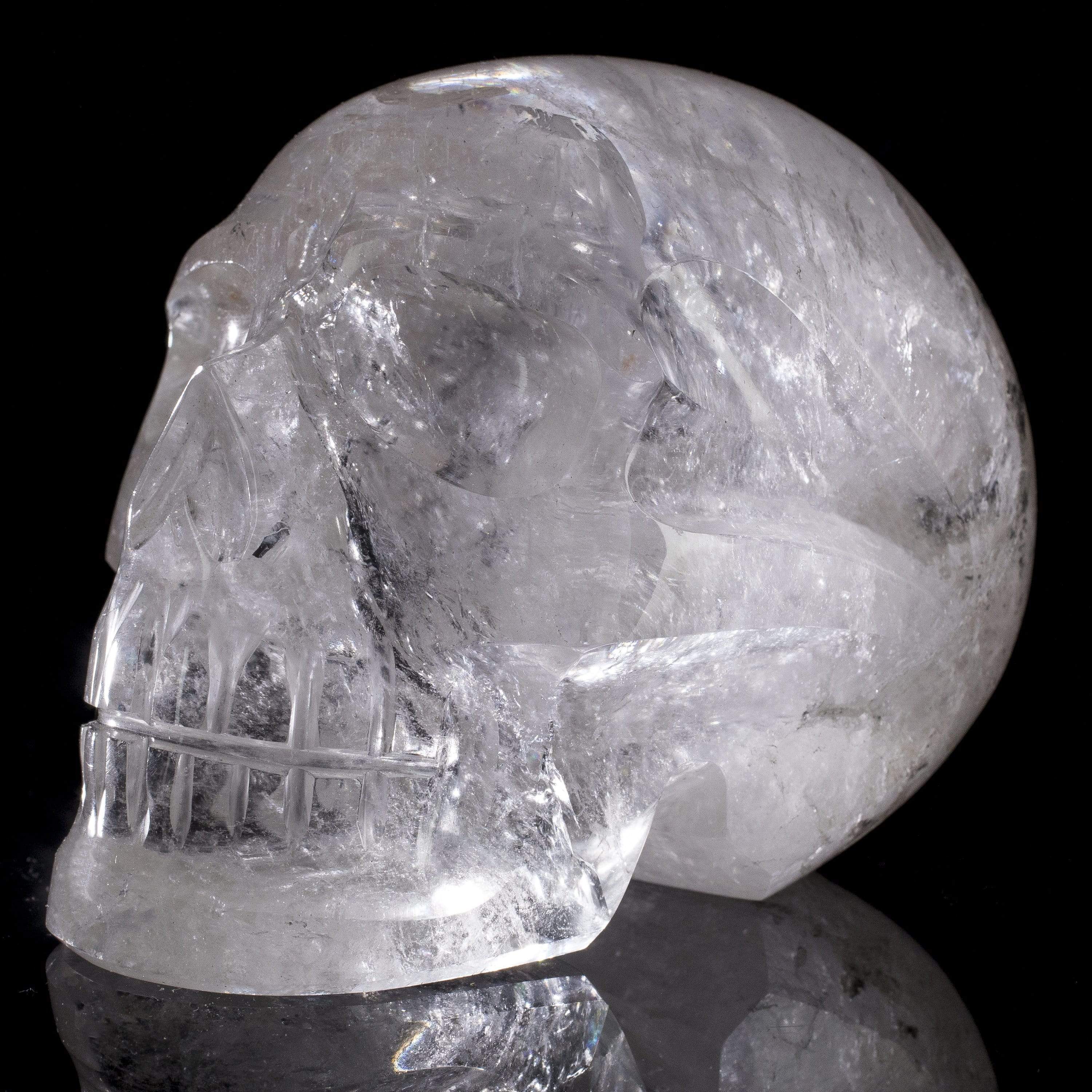 Kalifano Gemstone Carvings Natural Hand Carved Brazilian Quartz Skull - 3.2 in. / 3 lbs SK3300.002