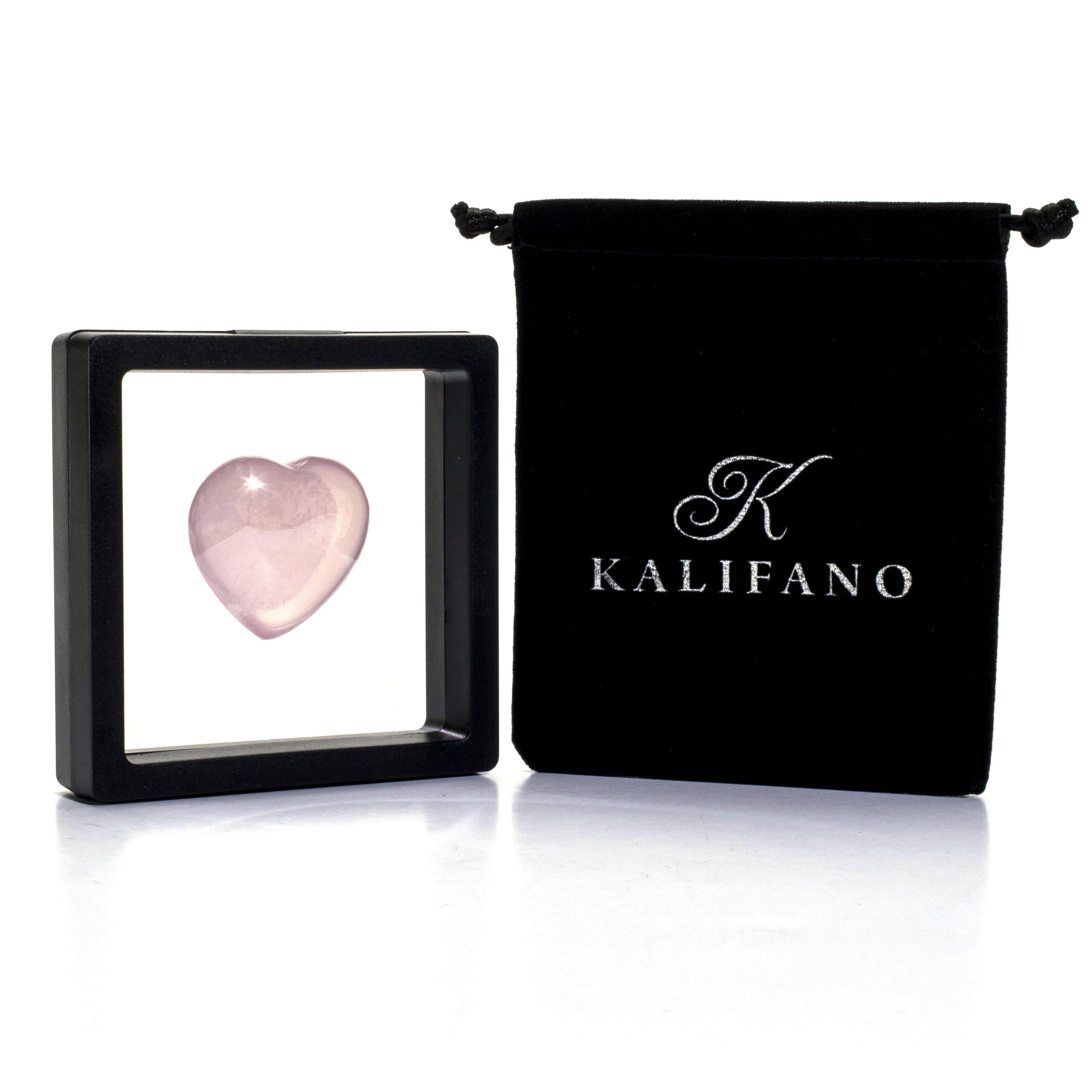 Kalifano Gemstone Carvings Natural Rose Quartz Heart Carving from Madagascar -1.5" GH40-RQ