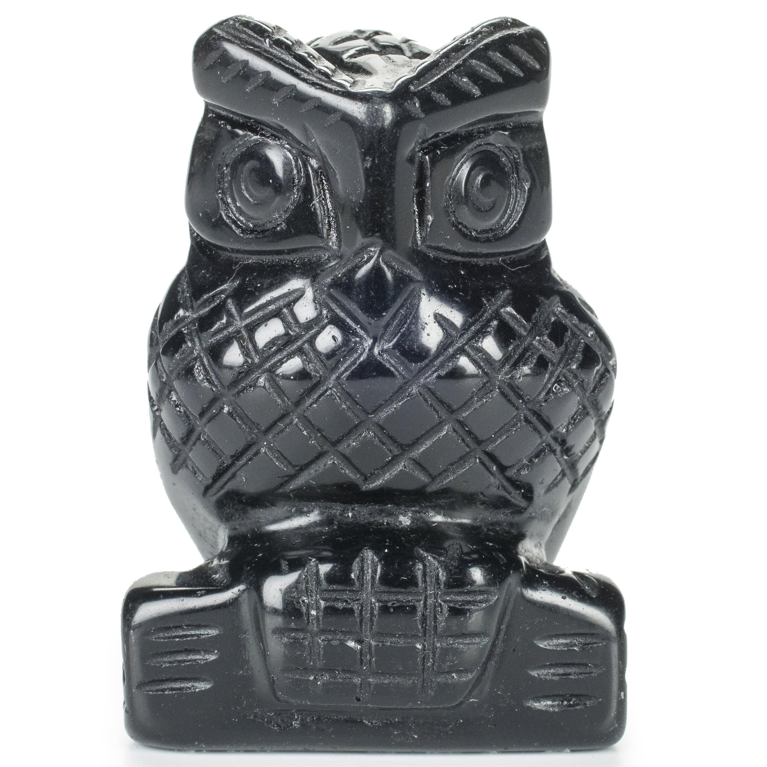 Kalifano Gemstone Carvings Obsidian Owl  2'' Natural Gemstone Carving CV28-O-OB