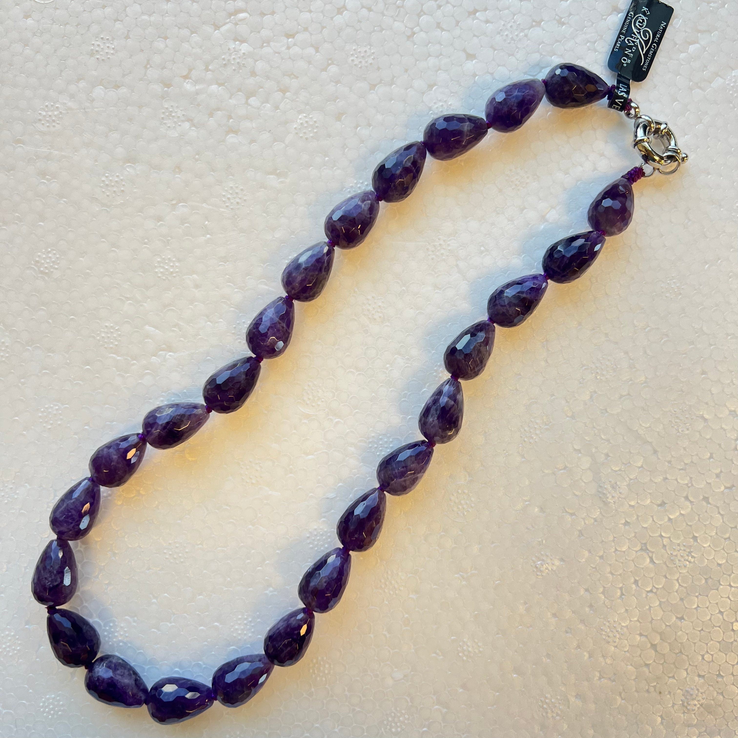 KALIFANO Gemstone Necklaces Faceted Amethyst Beads Gemstone Necklace BLACK-NGP-002