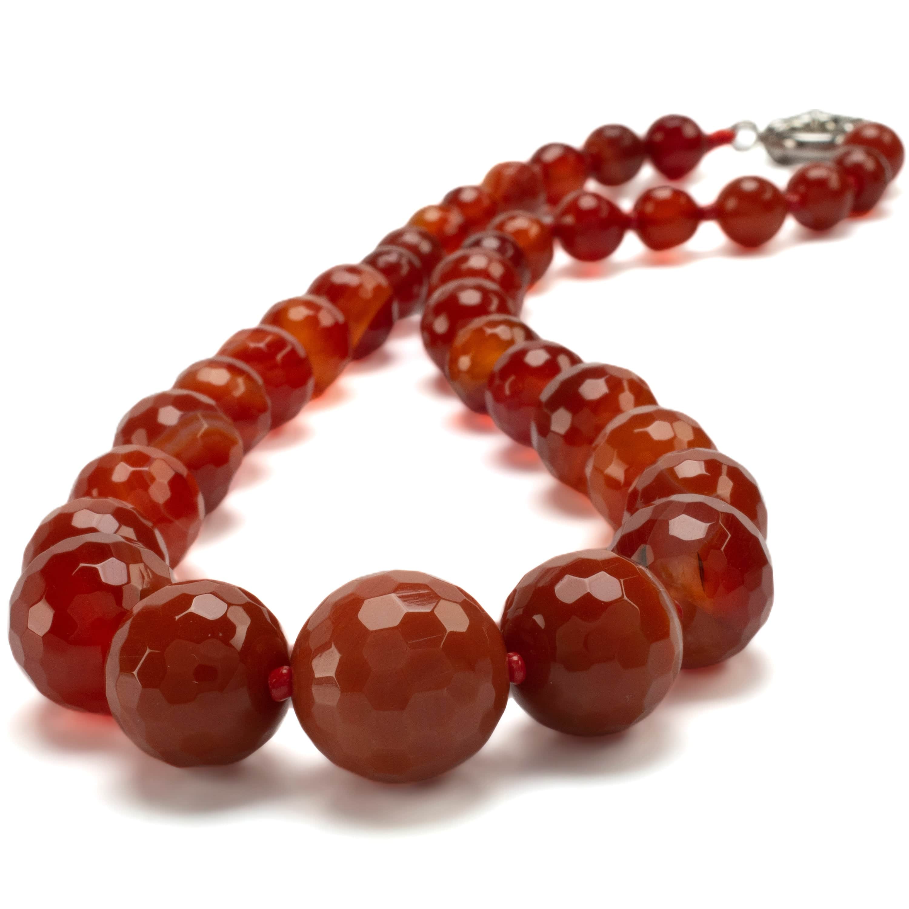 KALIFANO Gemstone Necklaces Faceted Carnelian Beads Gemstone Necklace GOLD-NGP-018
