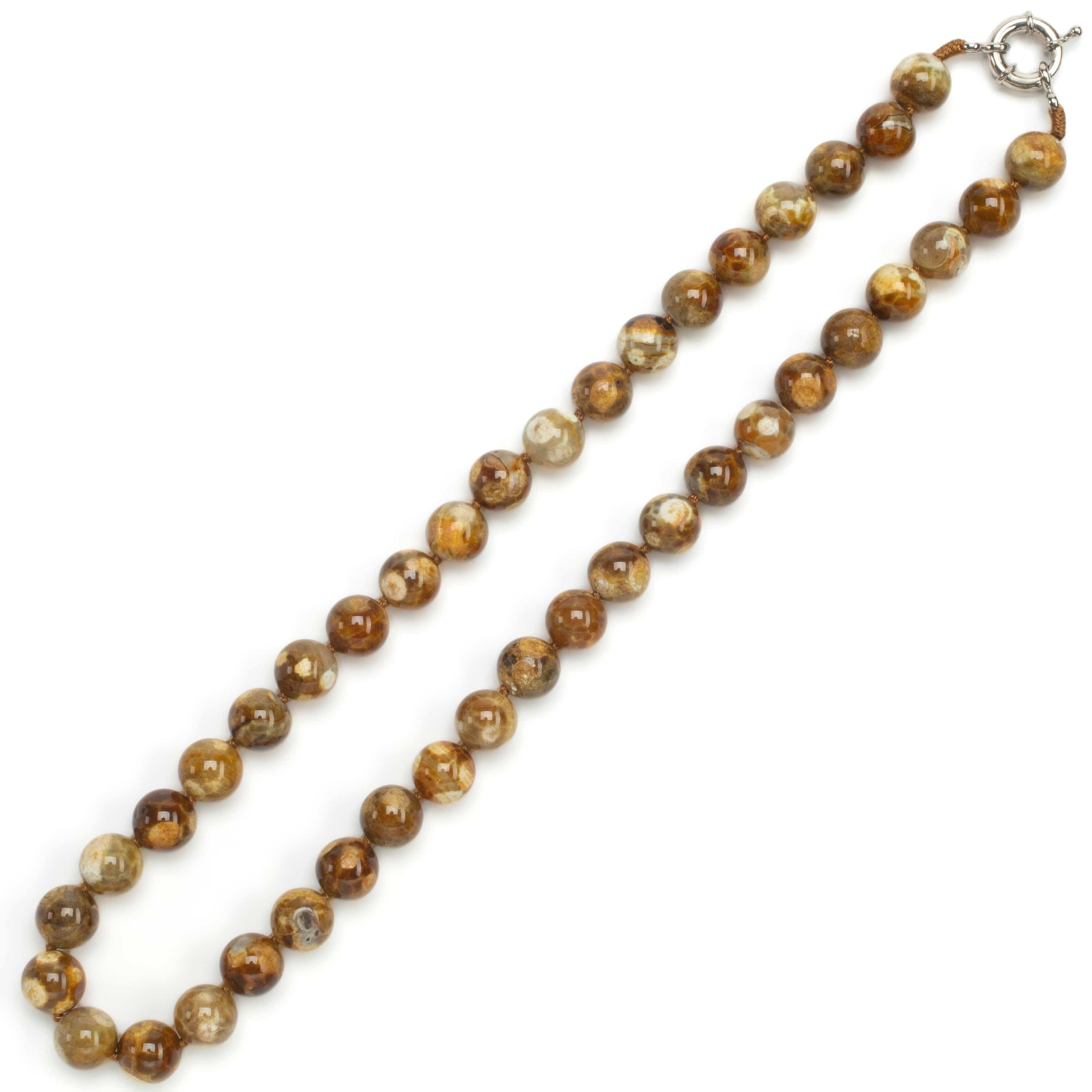 KALIFANO Gemstone Necklaces Leopard Skin Agate Beads Gemstone Necklace GOLD-NGP-013