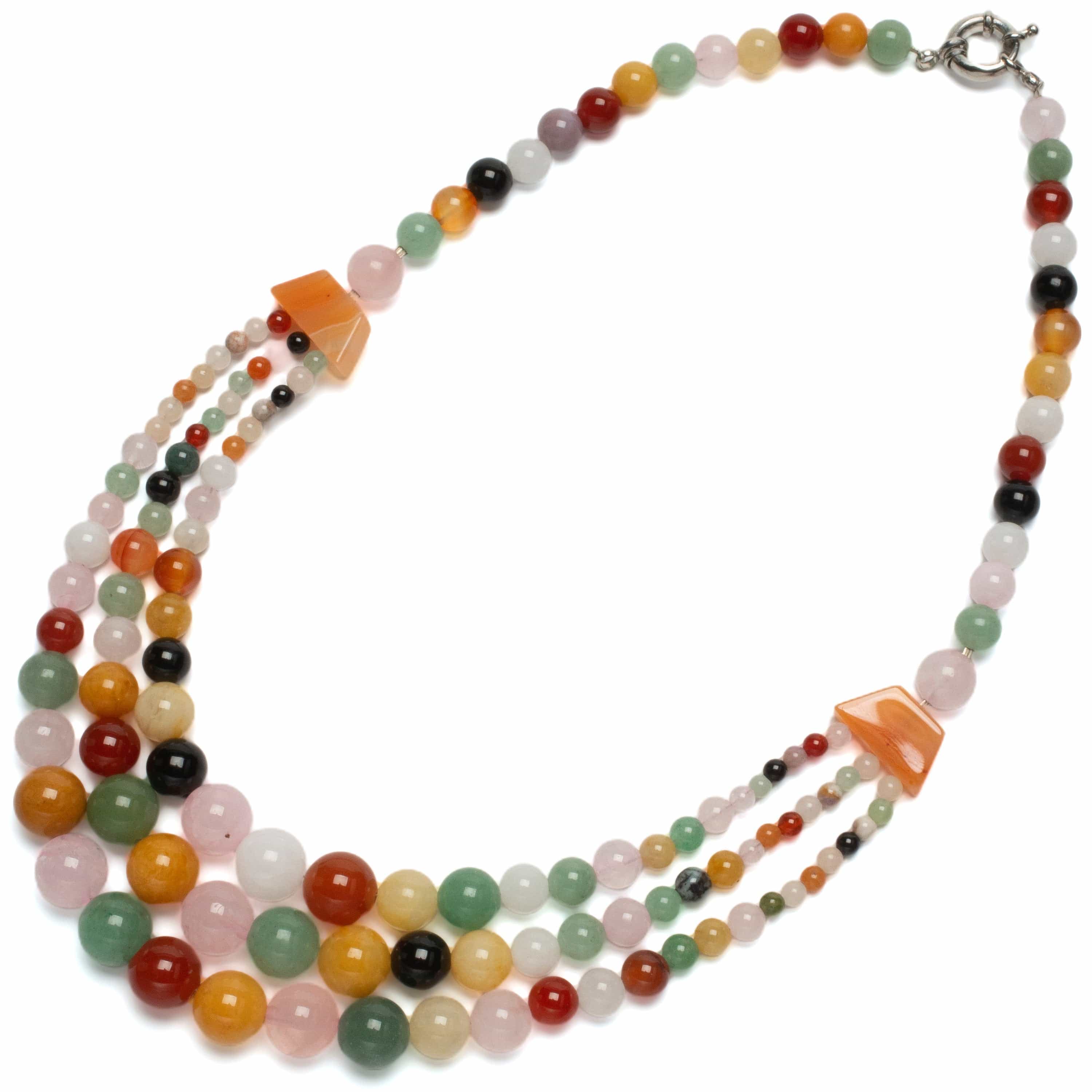 KALIFANO Gemstone Necklaces Multi-Gemstone Beaded Necklace GOLD-NGP-015