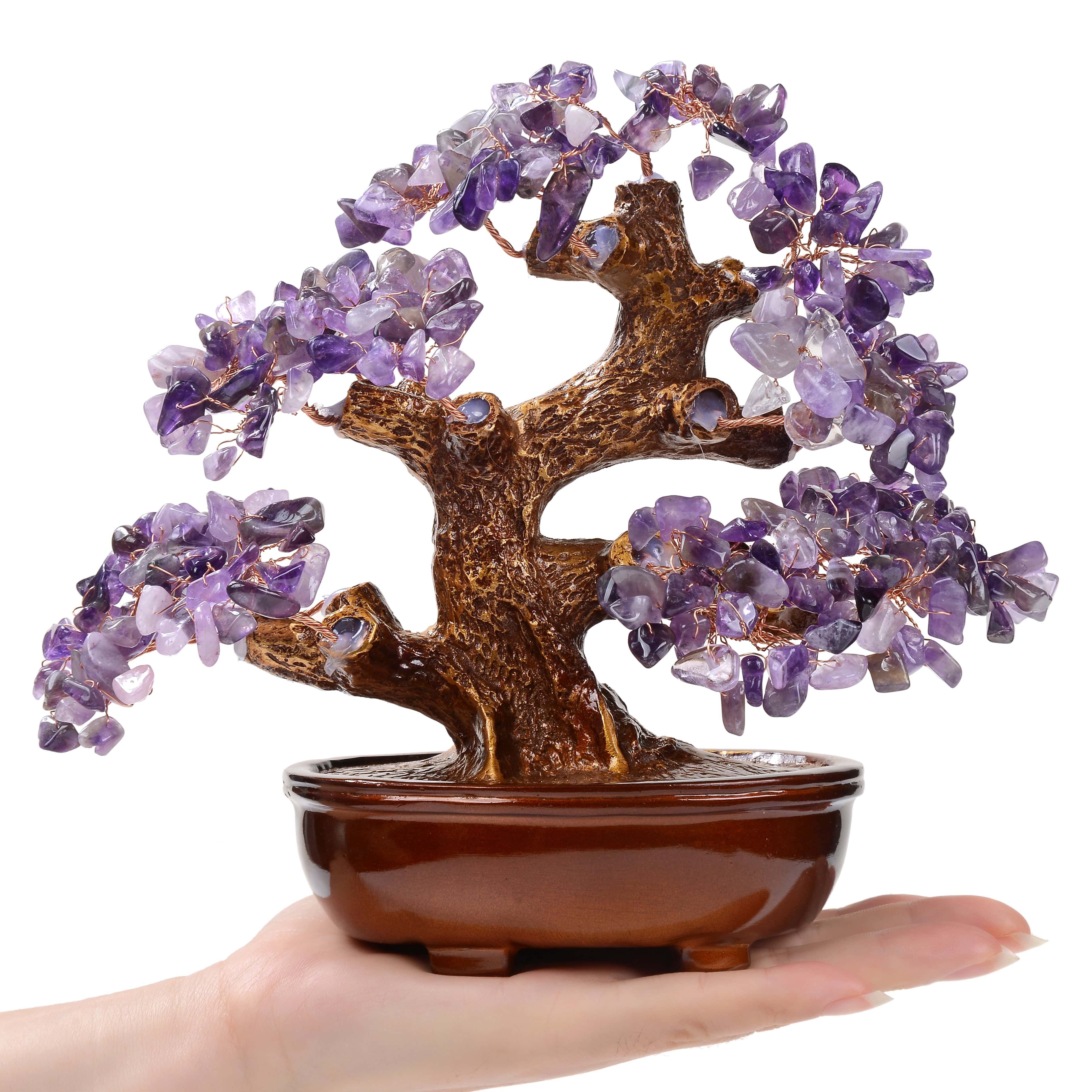 Kalifano Gemstone Trees Amethyst Tree of Life on Resin & Wood Base with 360 Natural Gemstones K944-AM