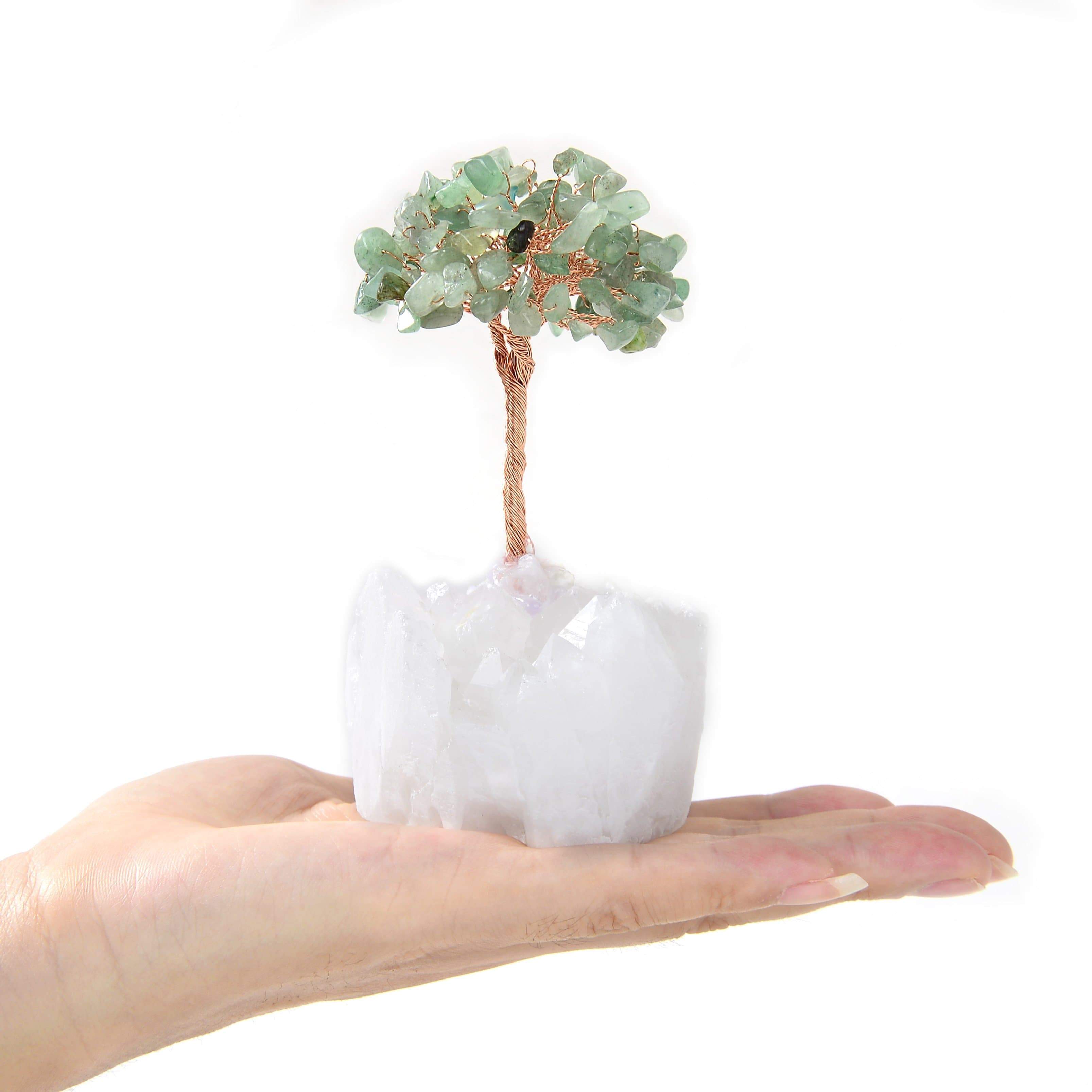 Kalifano Gemstone Trees Aventurine Natural Gemstone Tree of Life with Quartz Base K922Q-AV