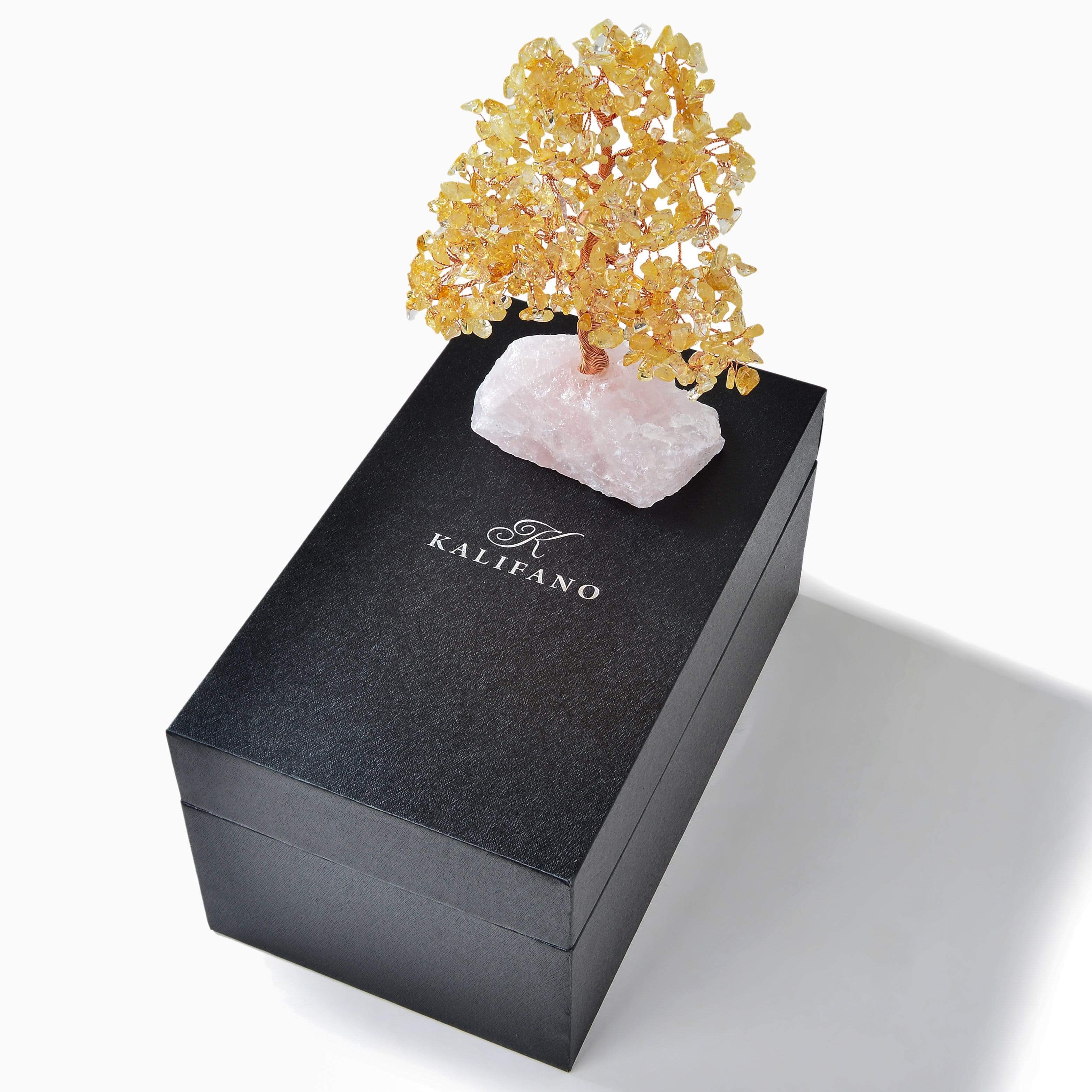 Kalifano Gemstone Trees Citrine Tree of Life on Rose Quartz Base with 414 Natural Gemstones K965R-CT