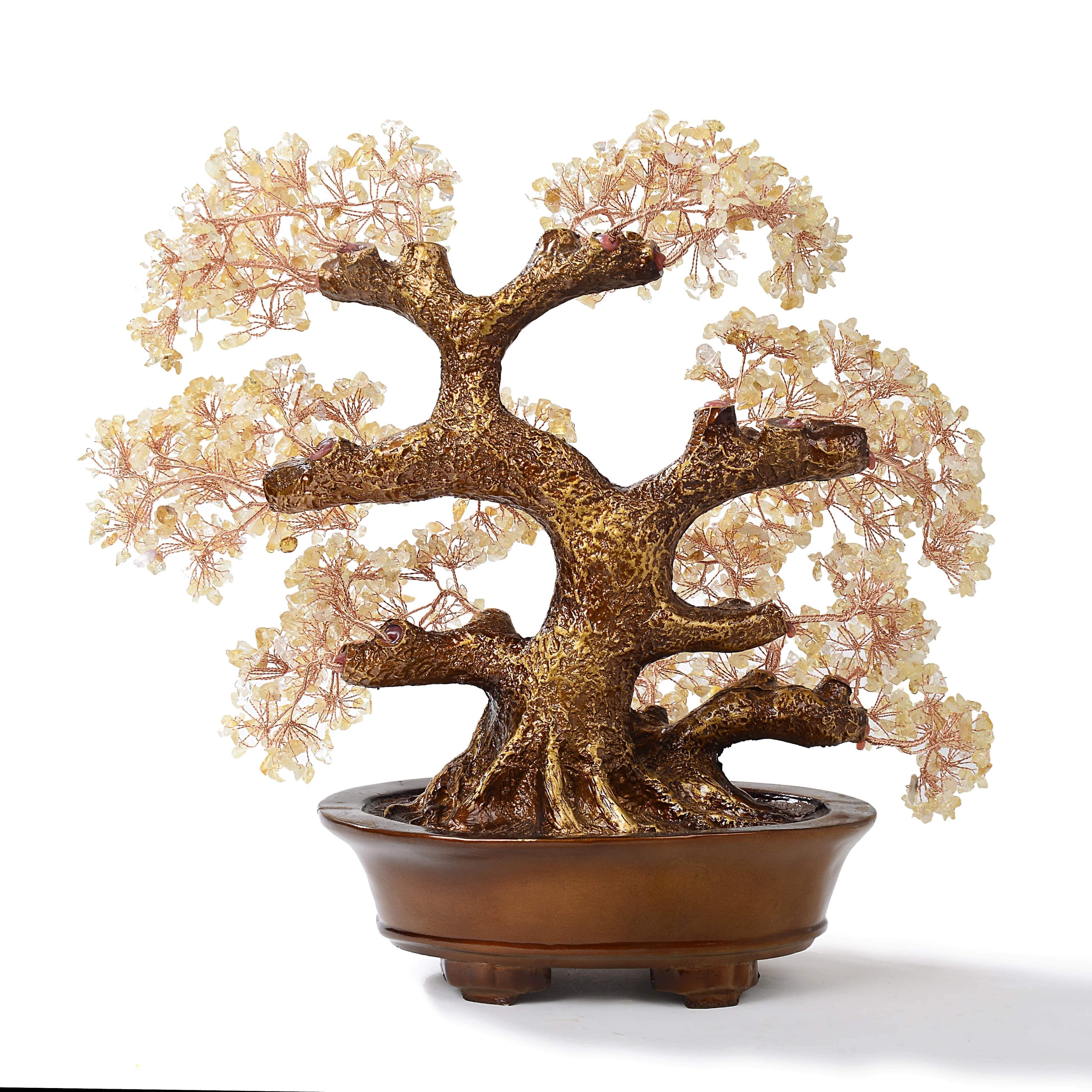 Kalifano Gemstone Trees Large Citrine Bonsai Tree of Life with 1,251 Crystals K9151-CT