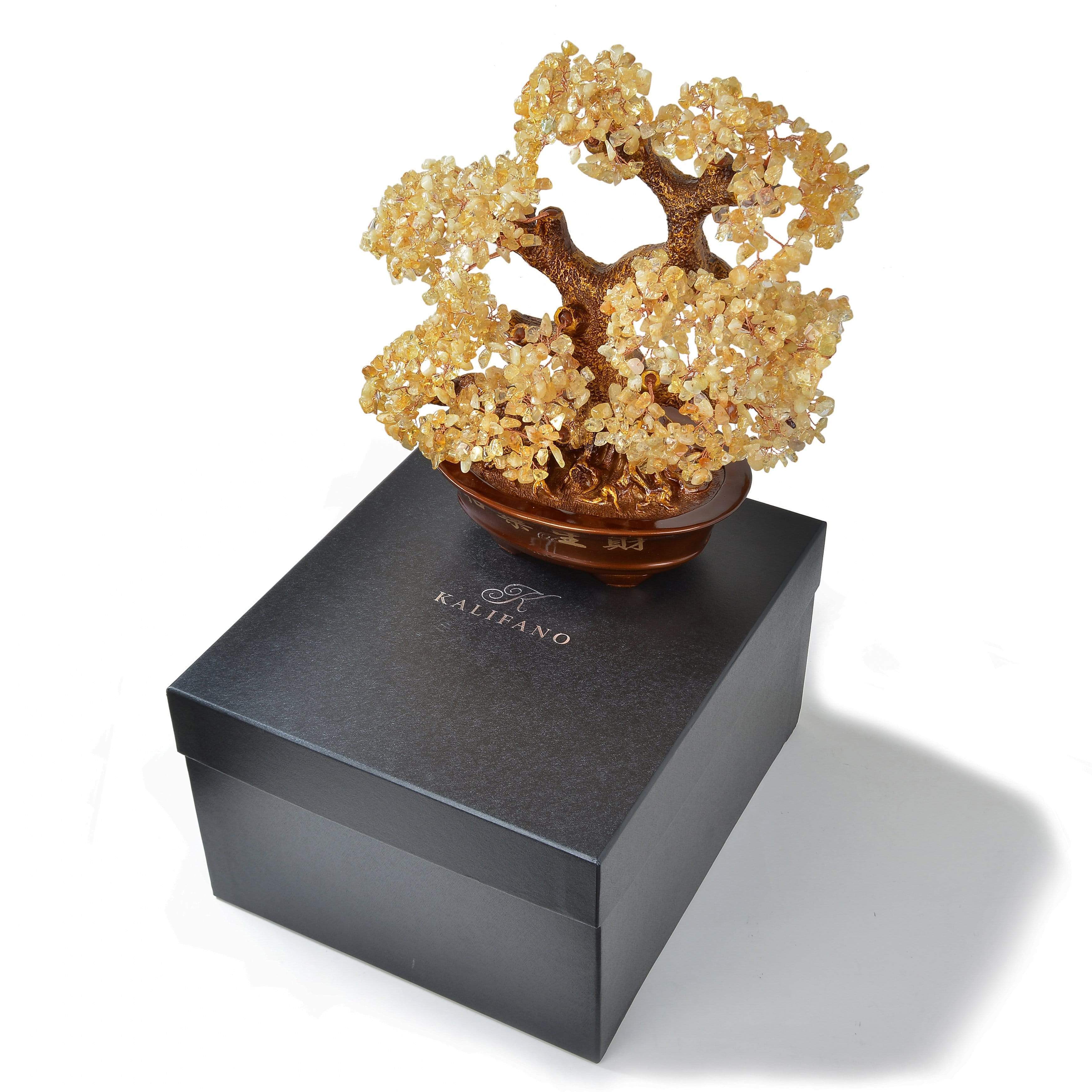 Kalifano Gemstone Trees Large Citrine Bonsai Tree of Life with 1,251 Crystals K9151-CT