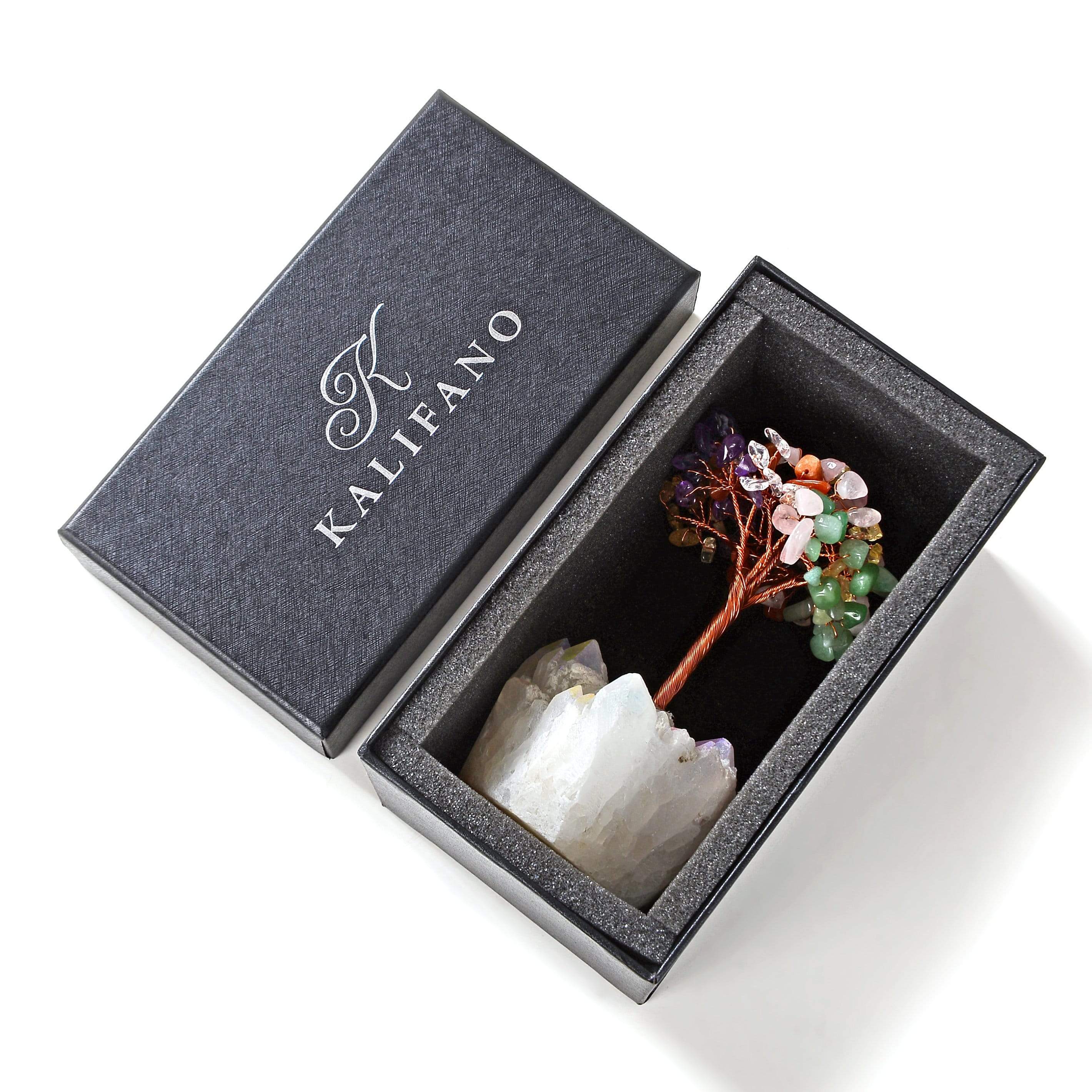 Kalifano Gemstone Trees Multi-colored Natural Gemstone Tree of Life with Quartz Base K922QAB-MT