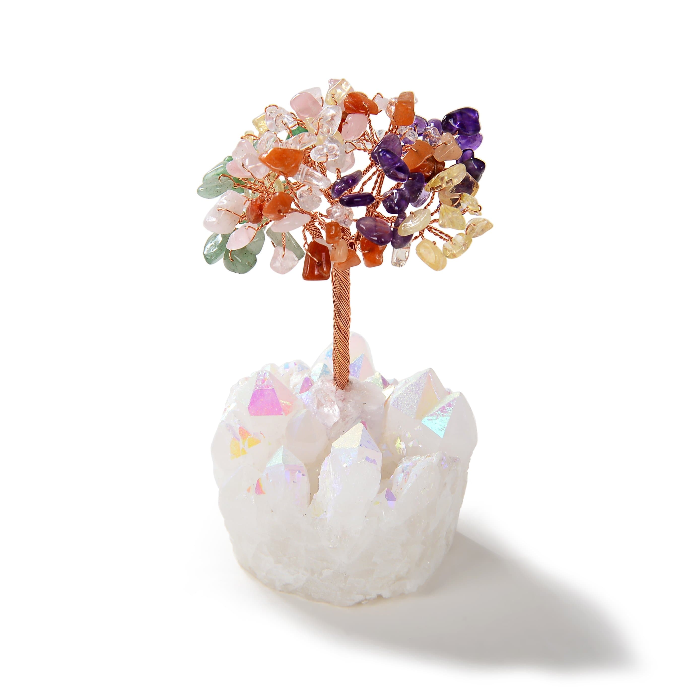 Kalifano Gemstone Trees Multi-colored Natural Gemstone Tree of Life with Quartz Base K922QAB-MT